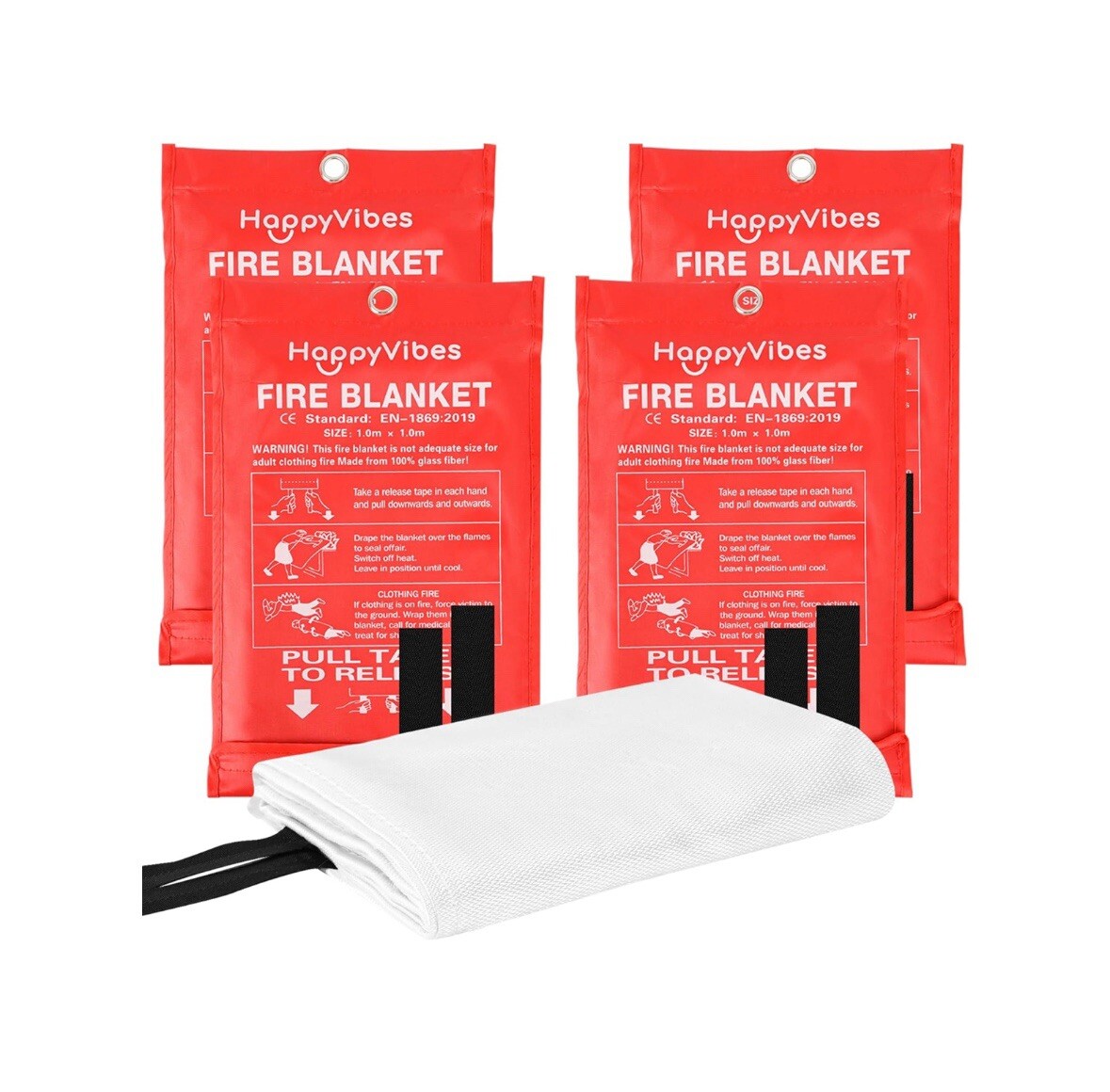 Fire Blanket for Home and Kitchen – Safety Fiberglass Emergency Fire 4 pack