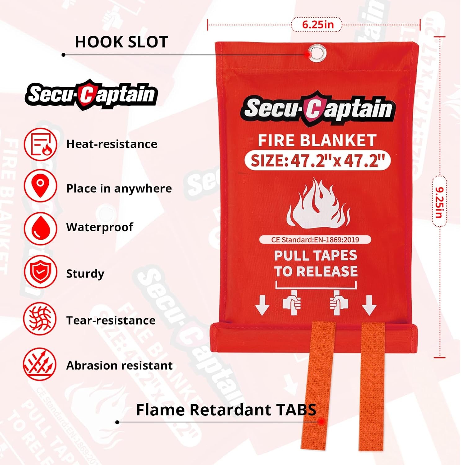 SecuCaptain Emergency Fire Blanket for Home – 2 Pack 47.2″x47.2″ Large Flame Ret