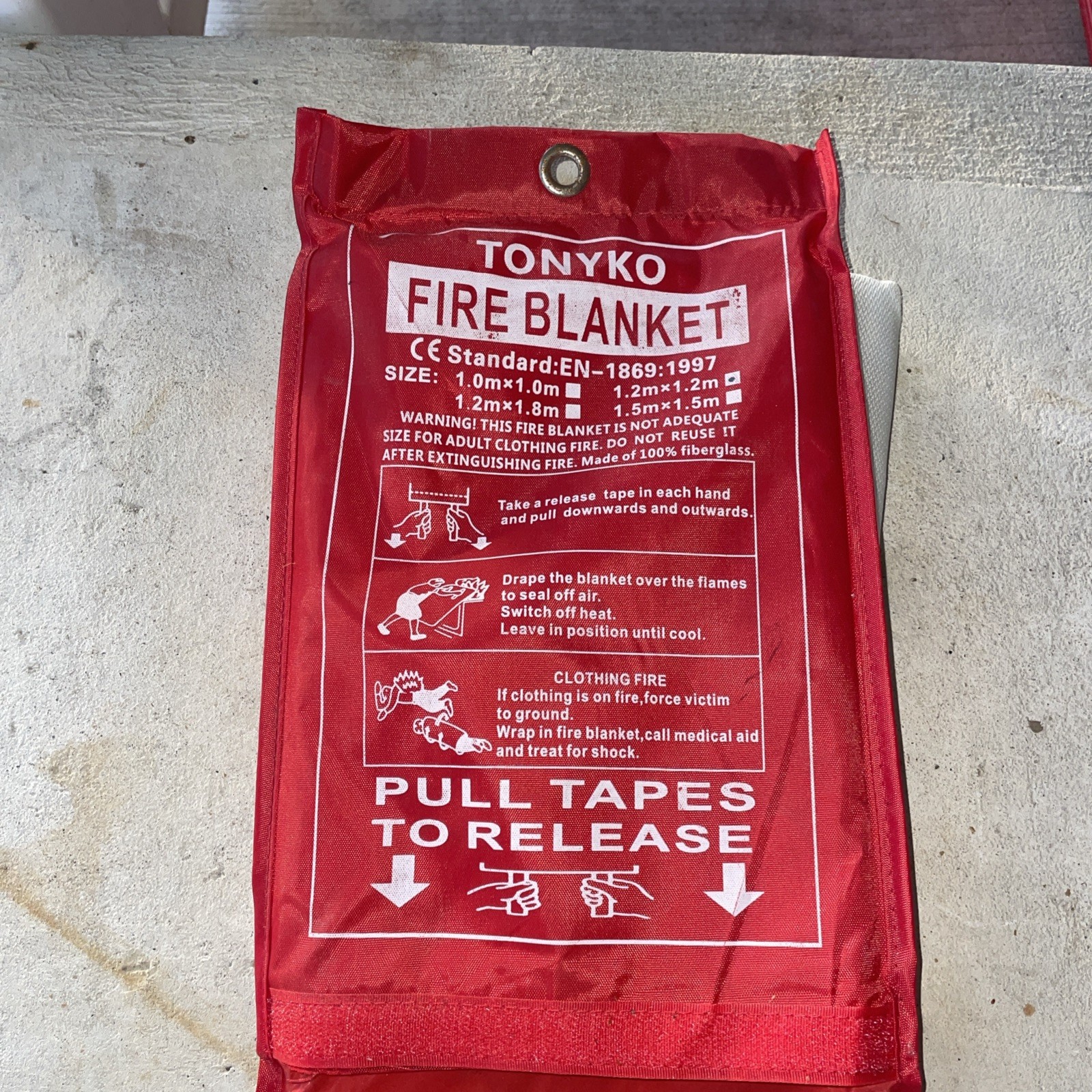 Tonyko Premium Fire Blanket 1.2 M X 1.2M 1869:1997 Home Office Emergency New