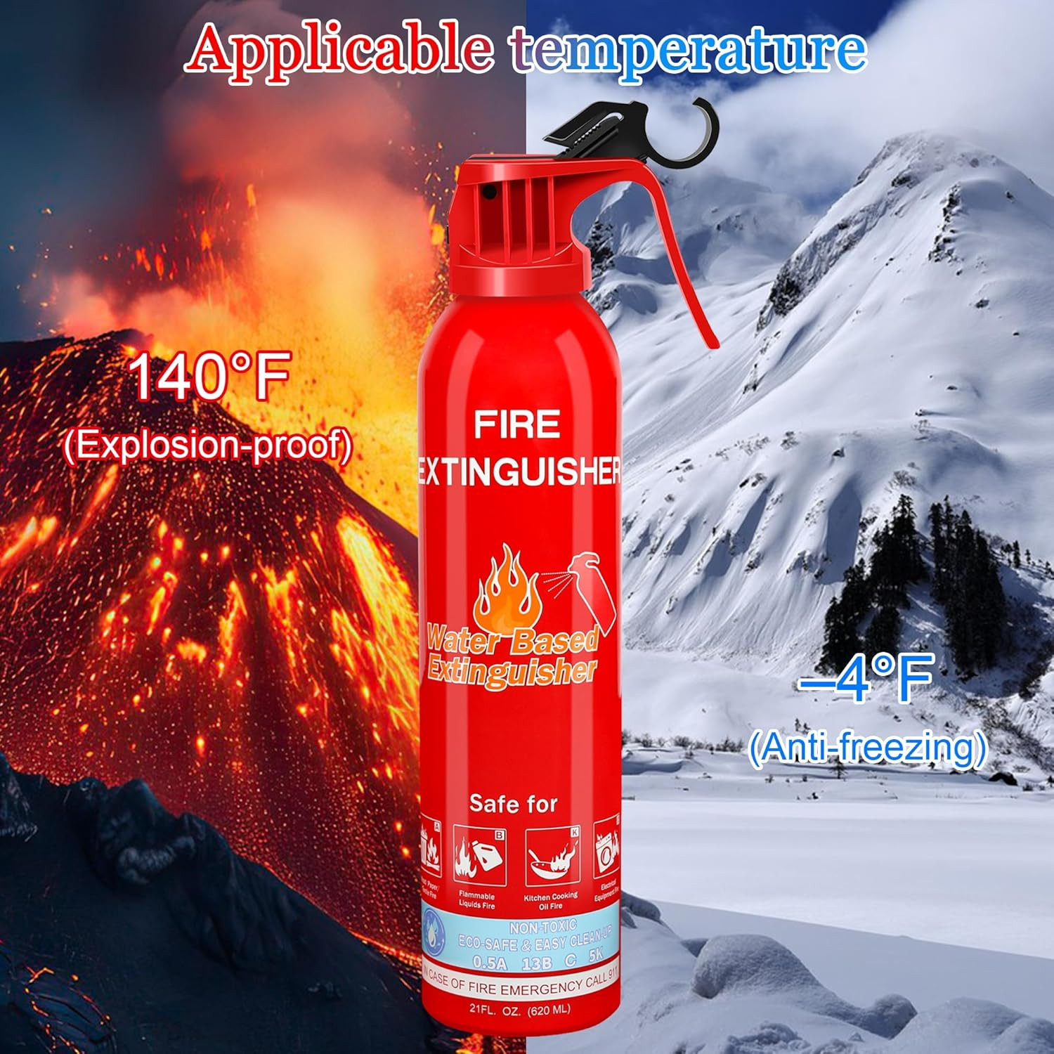Fire Extinguishers for Home with Mount, 1 Pack Upgraded 8-In-1 Portable Fire Ext