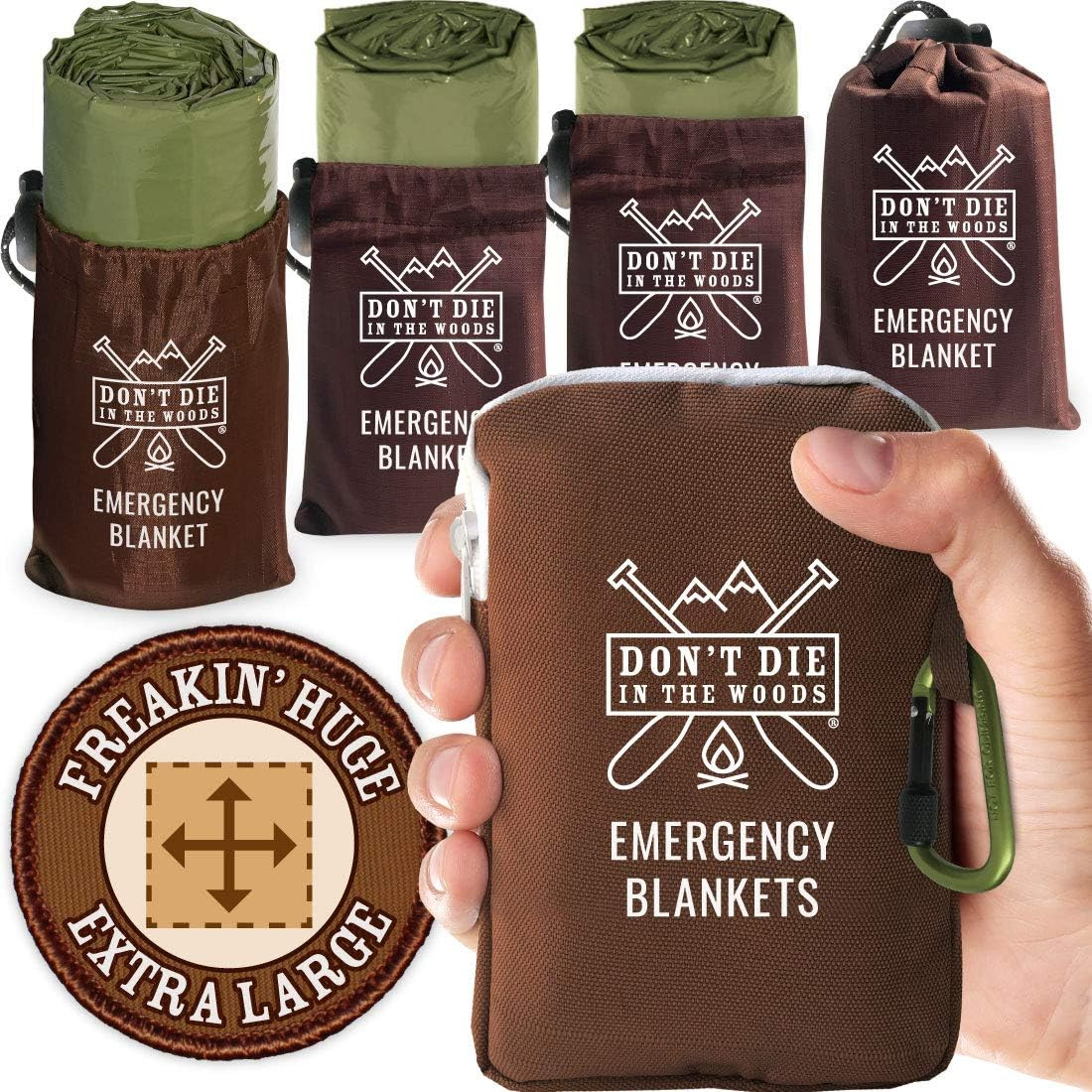 Don’t Die In The Woods – Freakin’ Huge Emergency Blankets X-Large, Army Green