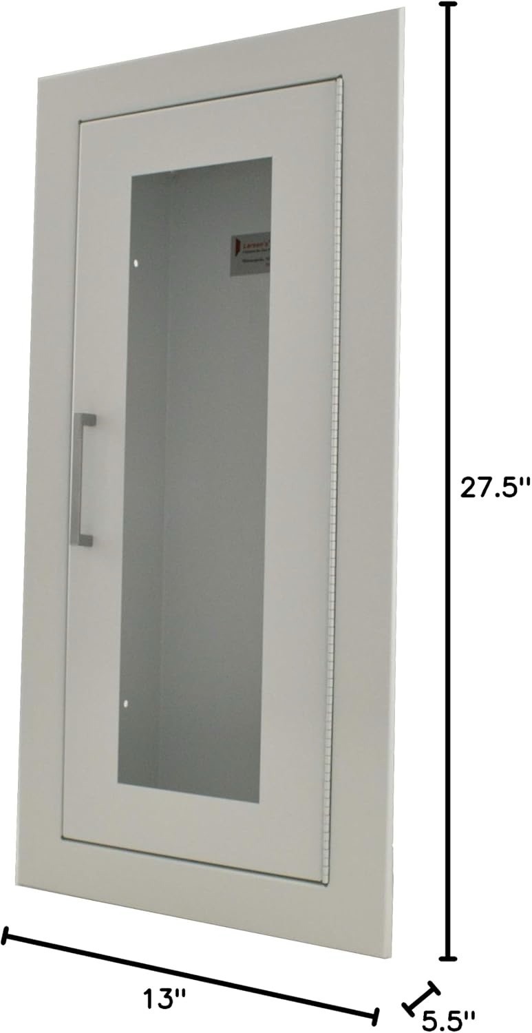 Larsen’s 2409-1F Fire Extinguisher Cabinet Semi-Recessed Glass Door White Scuffs