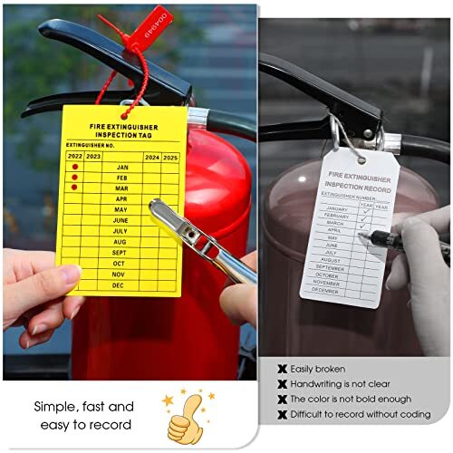 76 Pcs Monthly Fire Extinguisher Inspection Tags Set Including 4 Years Mainte…