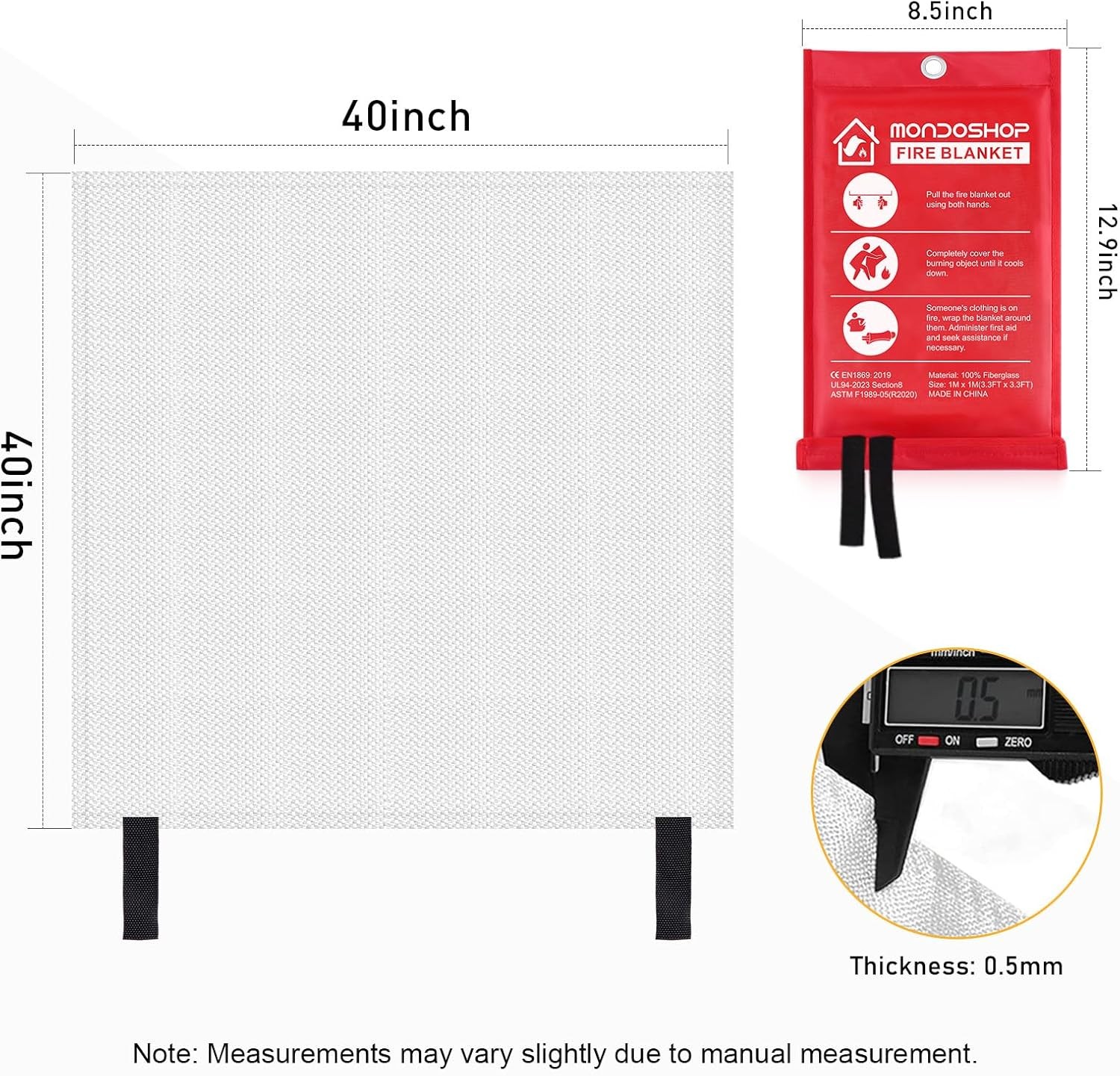 Mondoshop Fire Blankets Emergency for Kitchen Home – Emergency Fire Retardant Bl