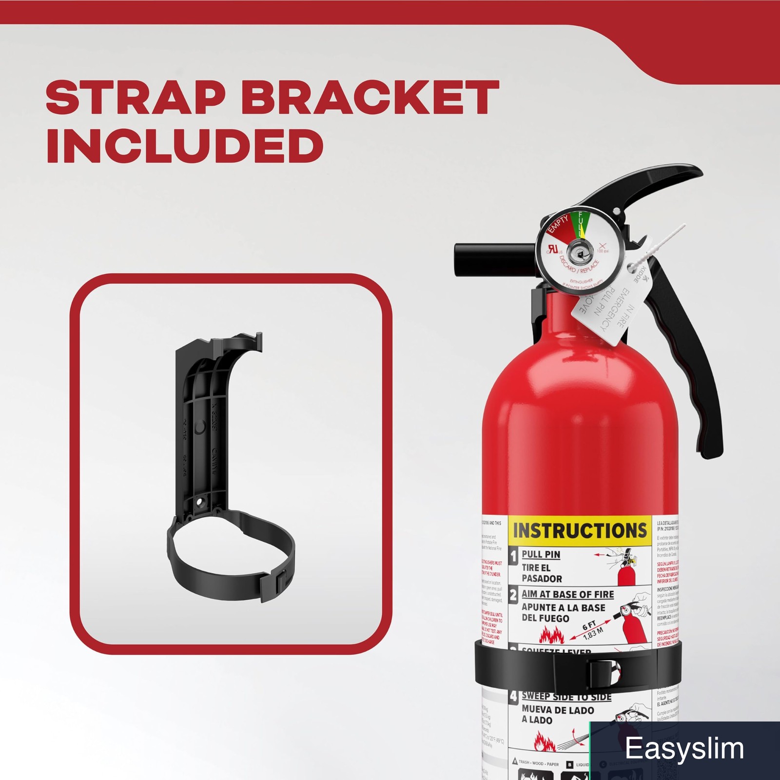 Fire Extinguisher Home 2.5 Pound 1-A:10-B:C Aluminum Red UL Listed Safety