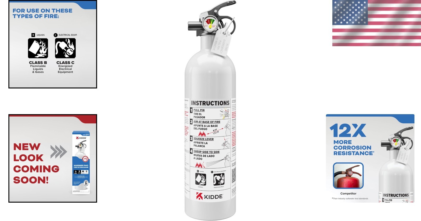 Personal Watercraft Fire Extinguisher – 2.5 lb 5-B:C, All-Metal with Safety Pin