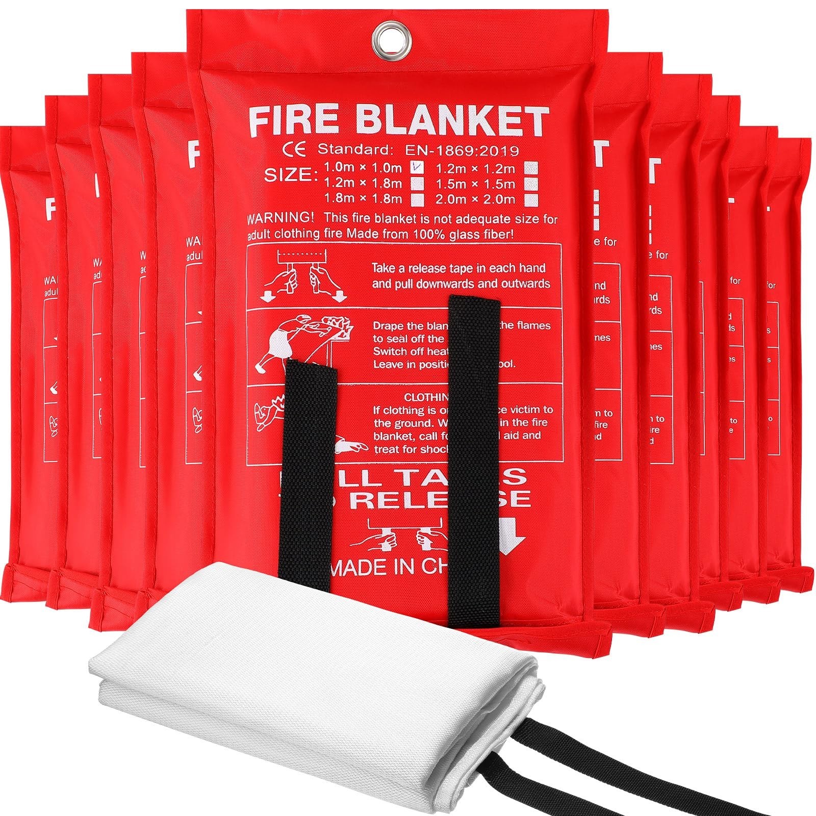 10 Pack Fire Blankets – Emergency Flame Retardant Fiberglass Safety Covers 39″x3