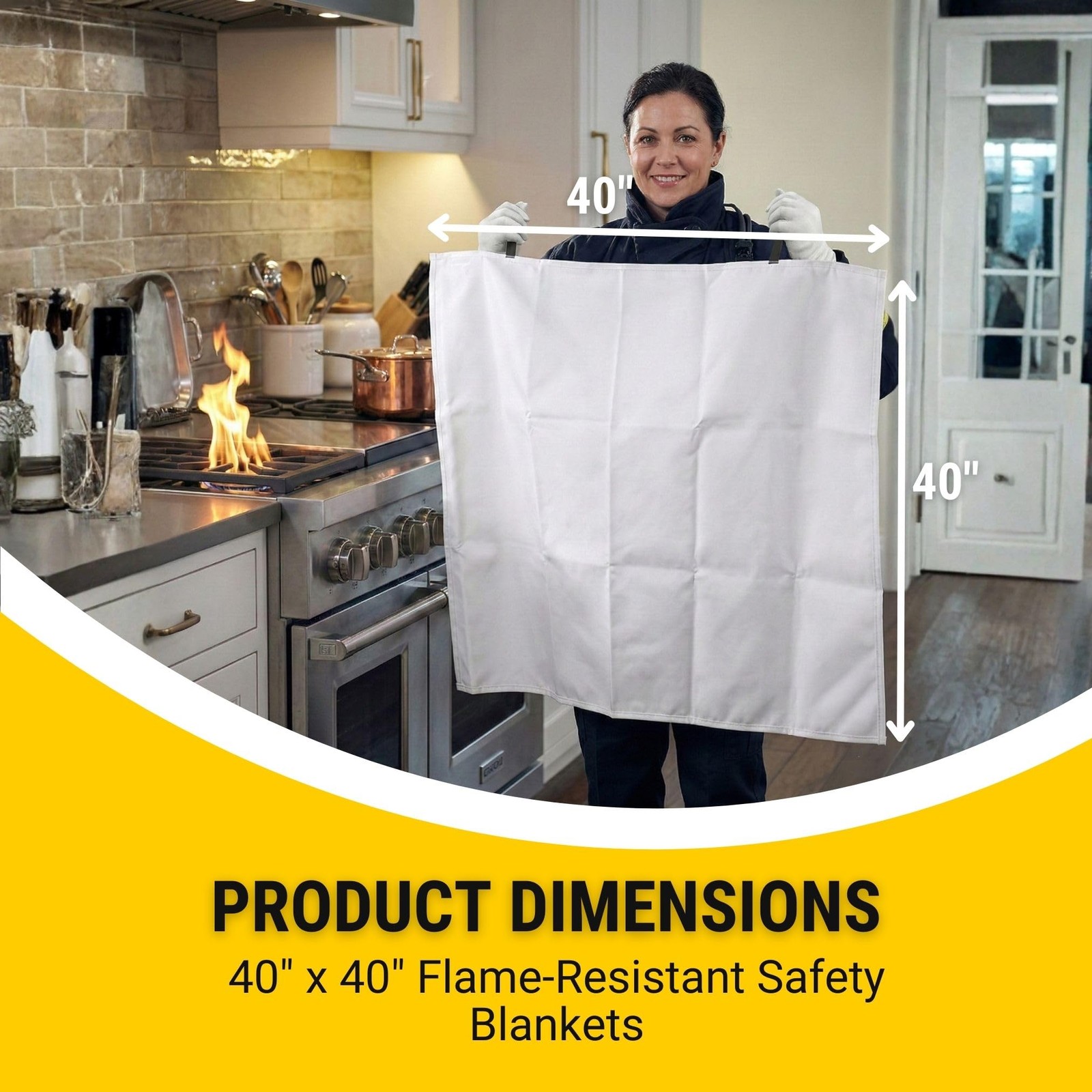 3-Pack Fire Blankets 40″ x 40″ Emergency Flame-Resistant Fire Suppression Bla…