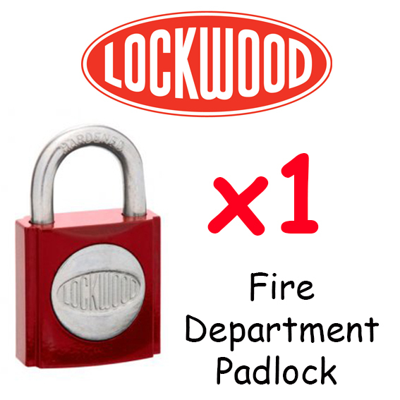 LOCKWOOD Fire Department x1 Lock – Red Fire Brigade Padlock – !!!!