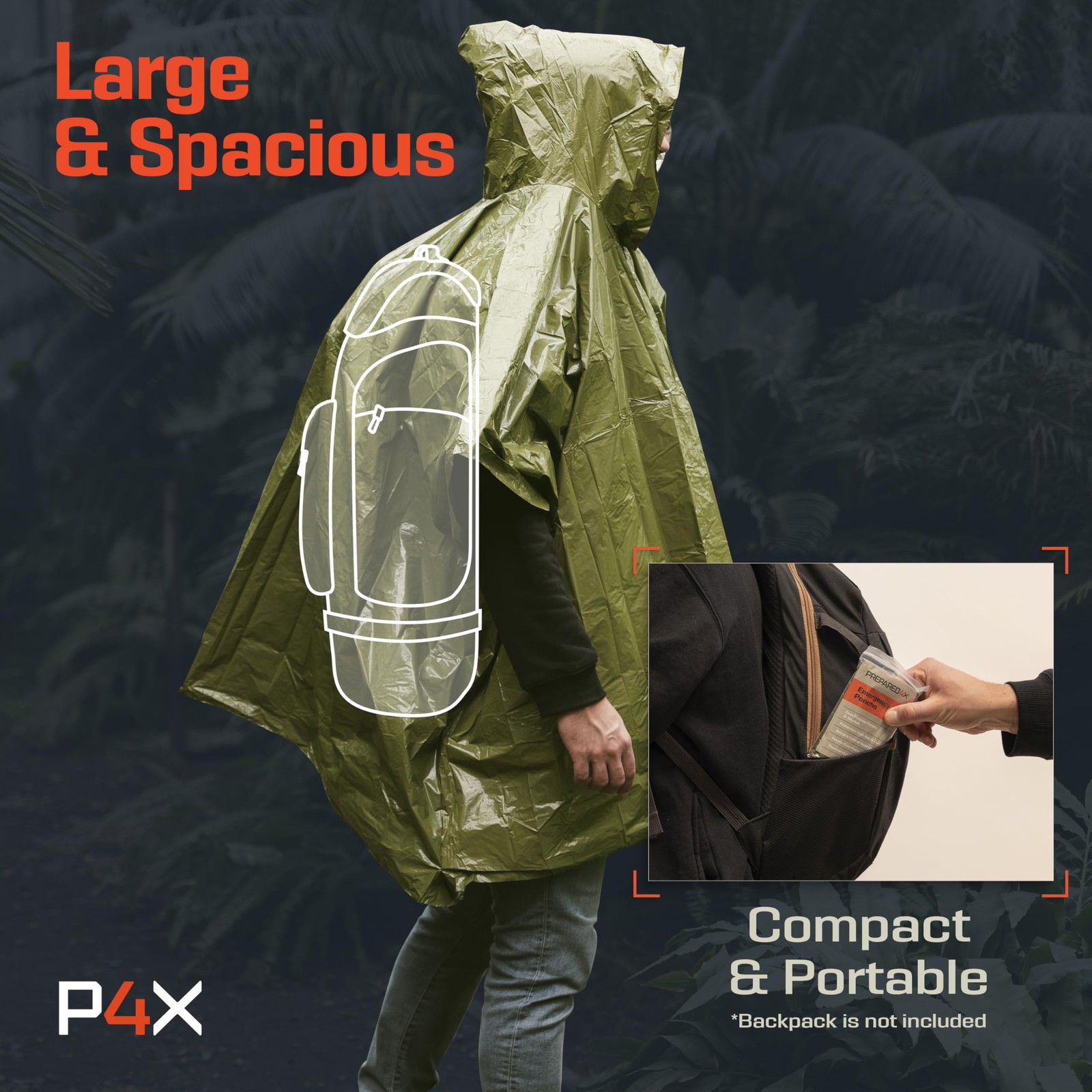 Emergency Poncho with Mylar Blanket Liner – Heavy Duty, Waterproof, WindResis…