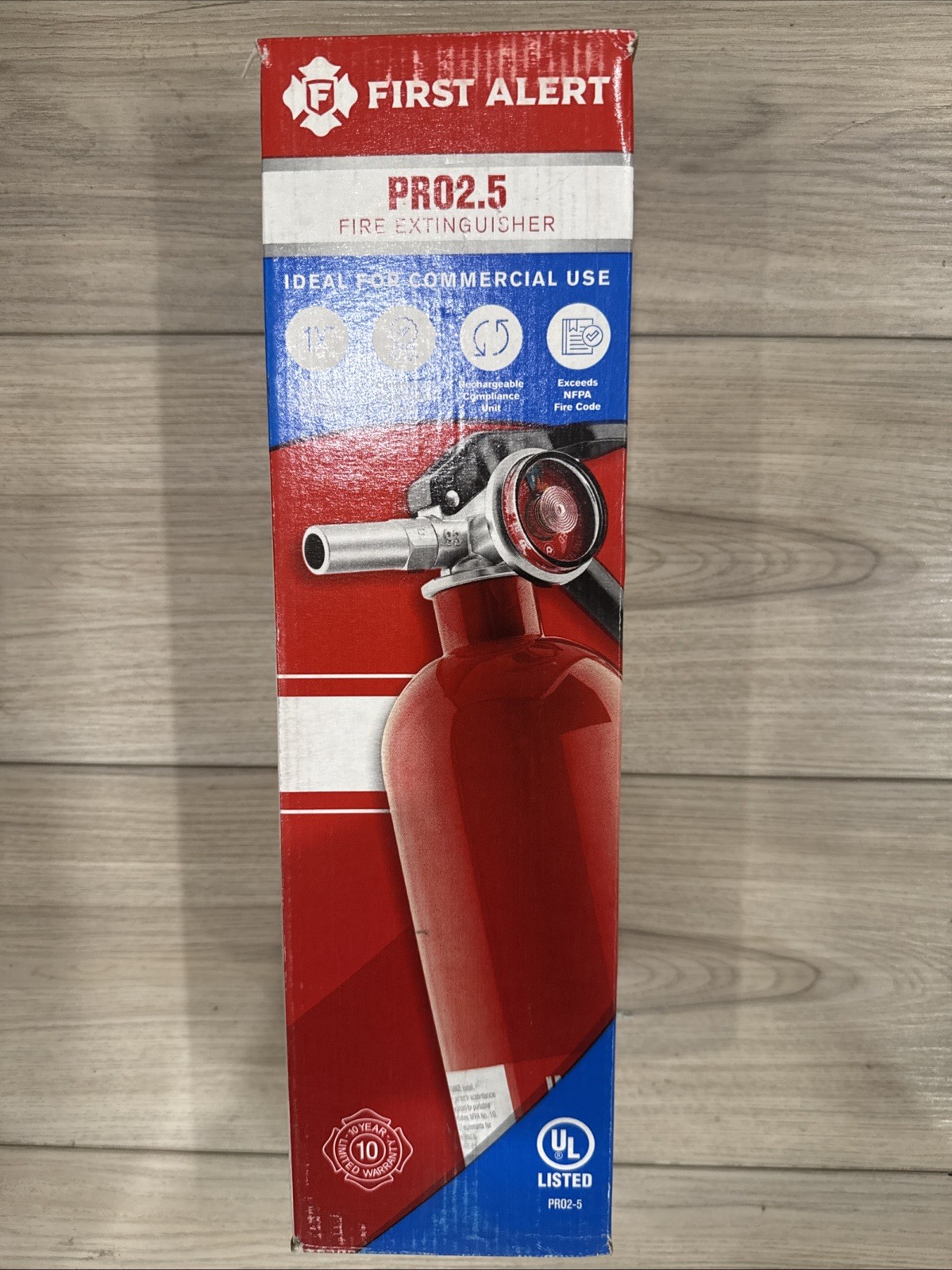 First Alert Pro 2.5 Lb Rechargeable Fire Extinguisher Class ABC UL Rated
