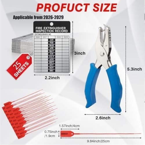 50 Sets 2026–2029 Fire Extinguisher Tags Aluminum Metal 50, 2026-2029