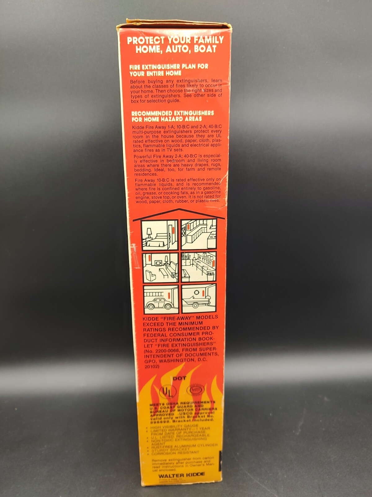 SEALED – VINTAGE KIDDE FIRE AWAY 897202 MULTI-PURPOSE FIRE EXTINGUISHER 1A10BC