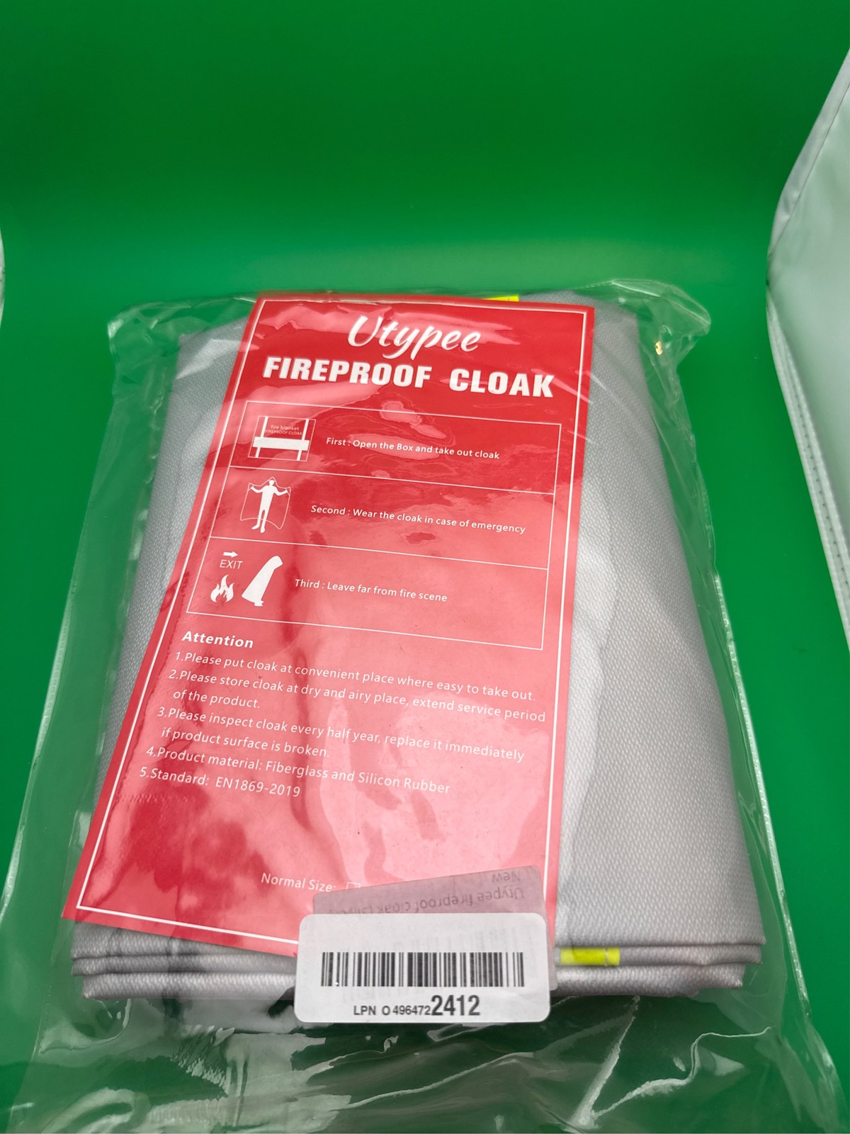 Emergency Fireproof Cloak with Hood – Silver Silicone Coated Fiberglass Fire Bla