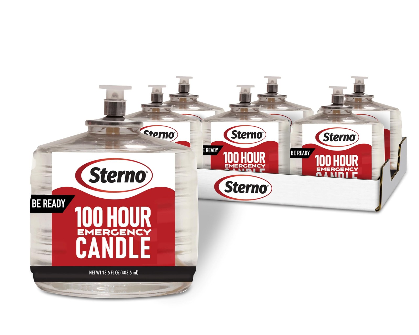 Sterno 100-Hour Emergency Candles – Long Burning Unscented Clear White
