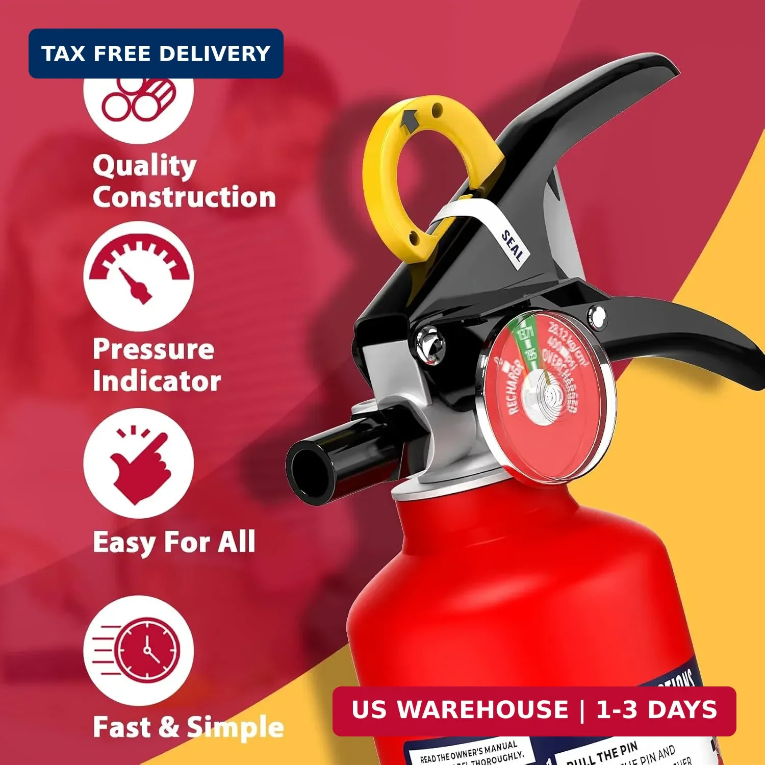 Ougist ABC Fire Extinguisher for Home & Vehicle – 2.5 lb 1-A:10-B:C Rated, Dry C