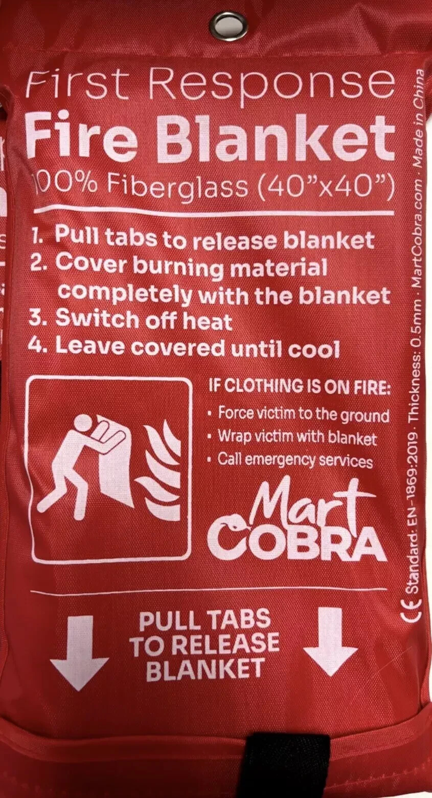 Mart Cobra Emergency Fire Blanket for Home and Kitchen. 15×23″. Set of 2