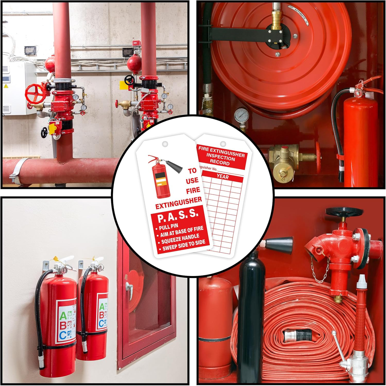 160 Sets Fire Extinguisher Tags with Adjustable Wire Ties Monthly Inspection Rec