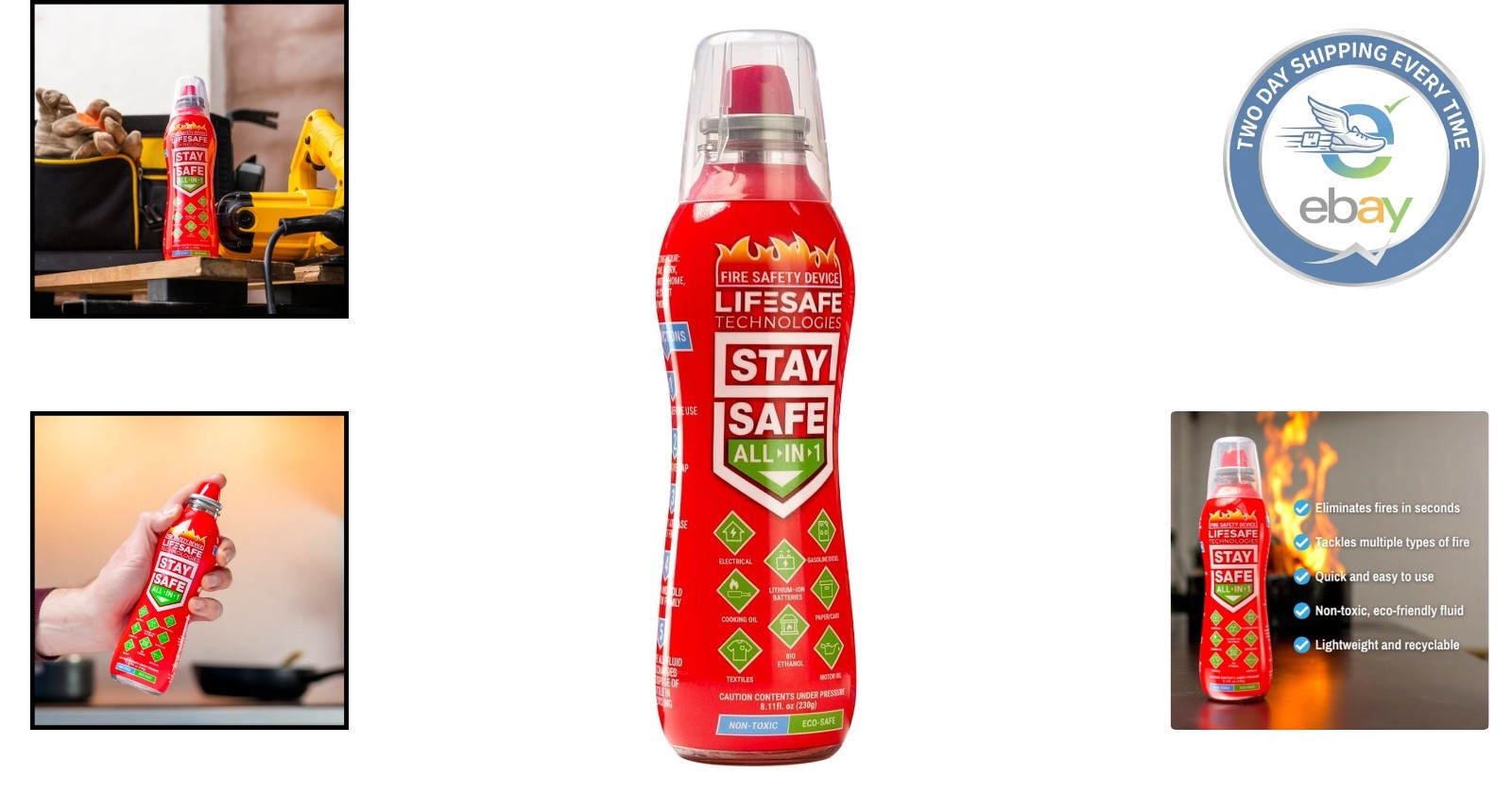 Smart Fire Safety: All-in-1 Portable Extinguisher for 10 Fire Types – Non-Toxic