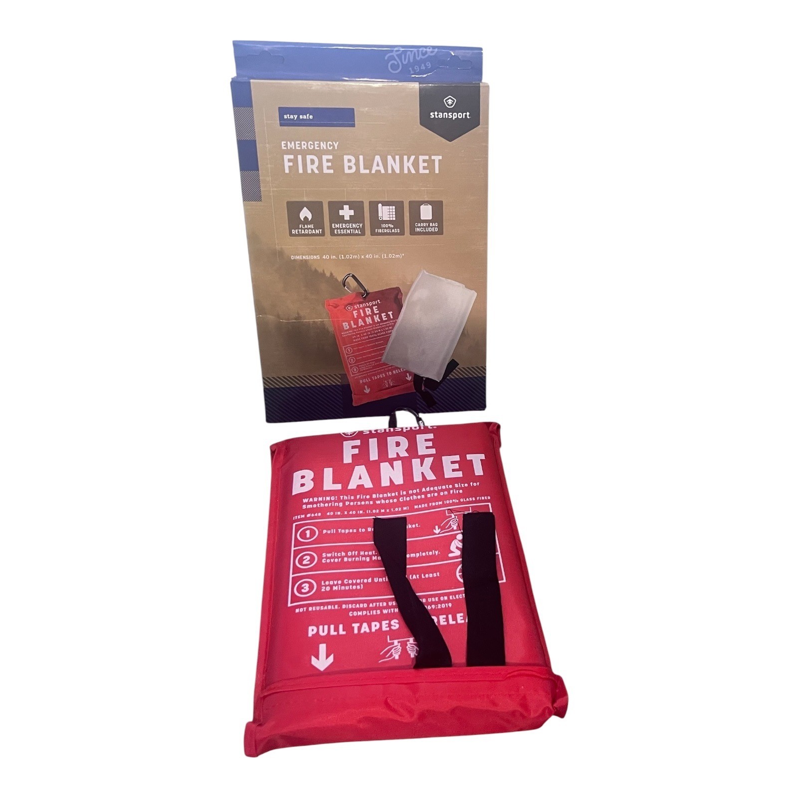 Stansport Emergency Fire Blanket 40 x 40 Fiberglass Kitchen Camping New Sealed