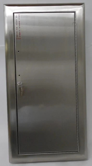 JL Stainless Steel Fire Extinguisher Cabinet Brushed SS Satin Solid Door