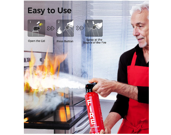 2-Pack Fire Extinguisher for Home, Kitchen, Car, and Grill with Mounting Bracket