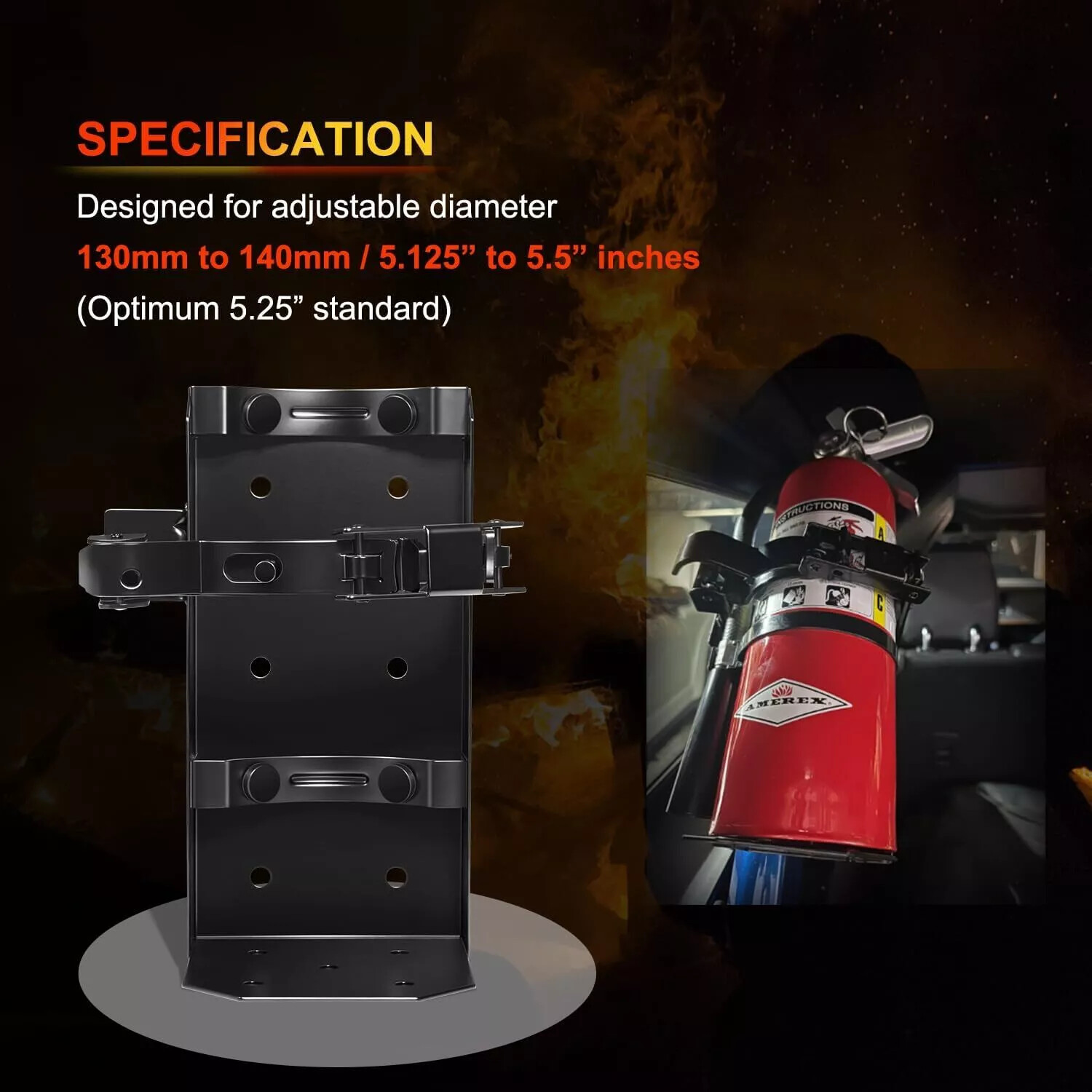 809 Heavy Duty Fire Extinguisher Vehicle Bracket Mount for 10lb Dry & 5lb Co2