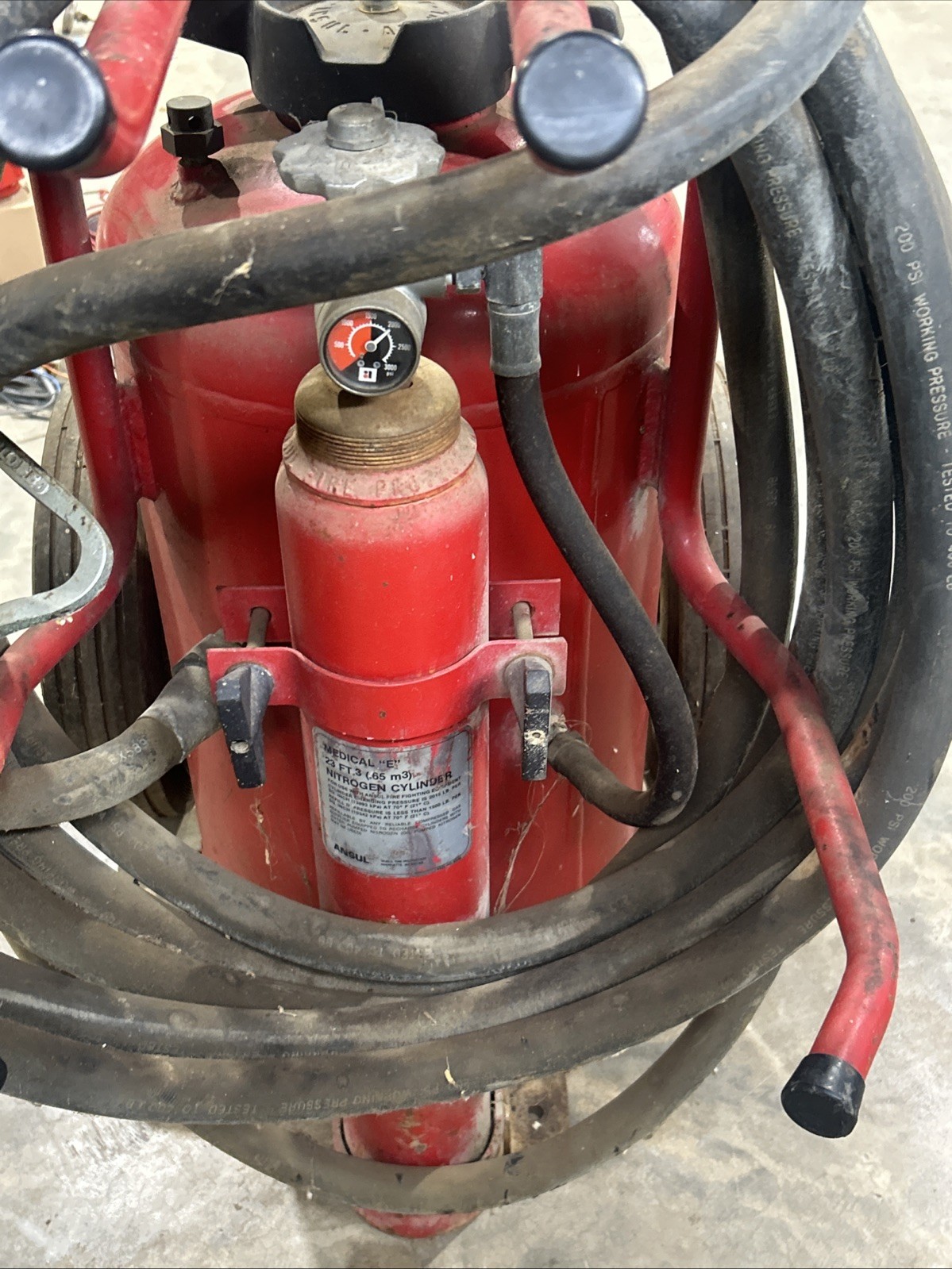 Ansul dry chemical fire extinguisher Model L-k-150D Class B,c Fires Wheeled Fire