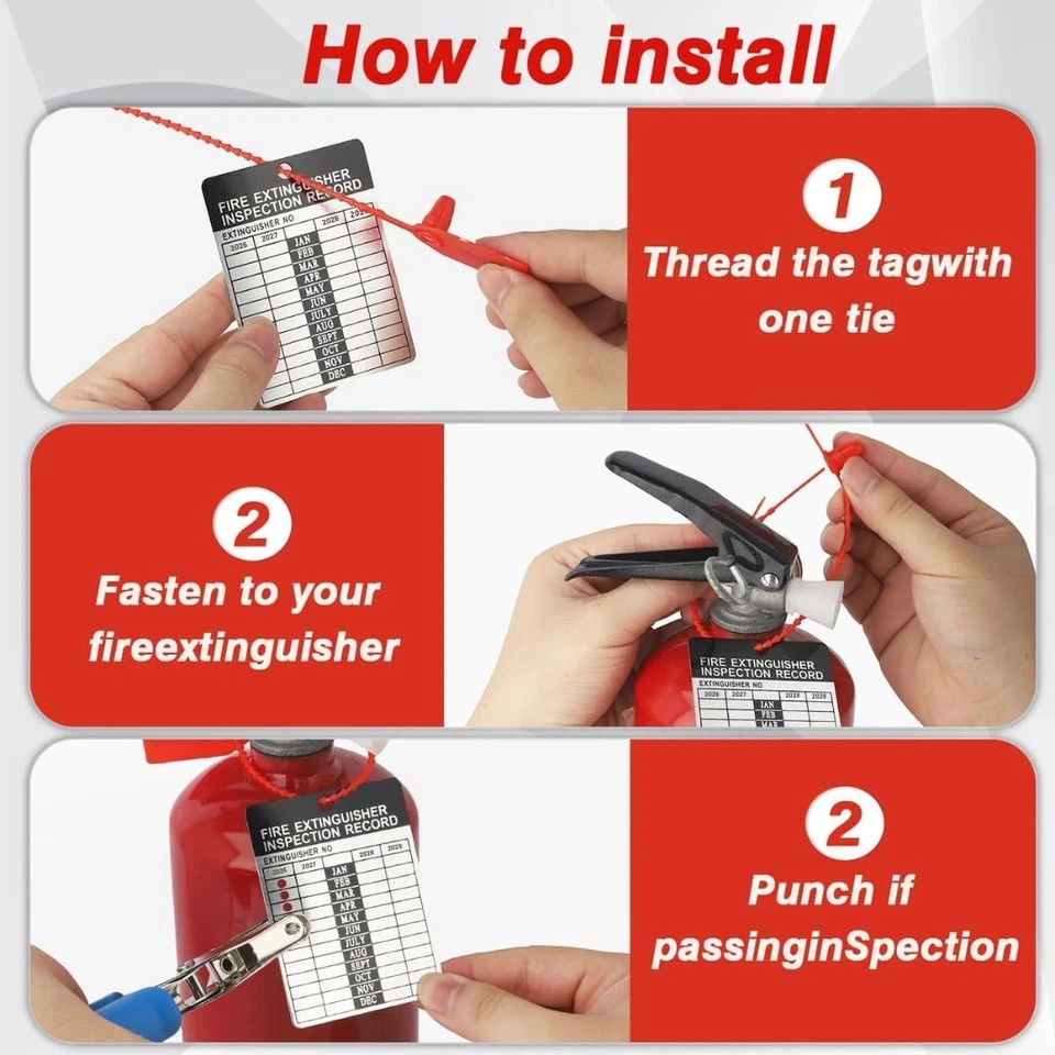 50 Sets 2026–2029 Fire Extinguisher Tags Aluminum Metal 50, 2026-2029