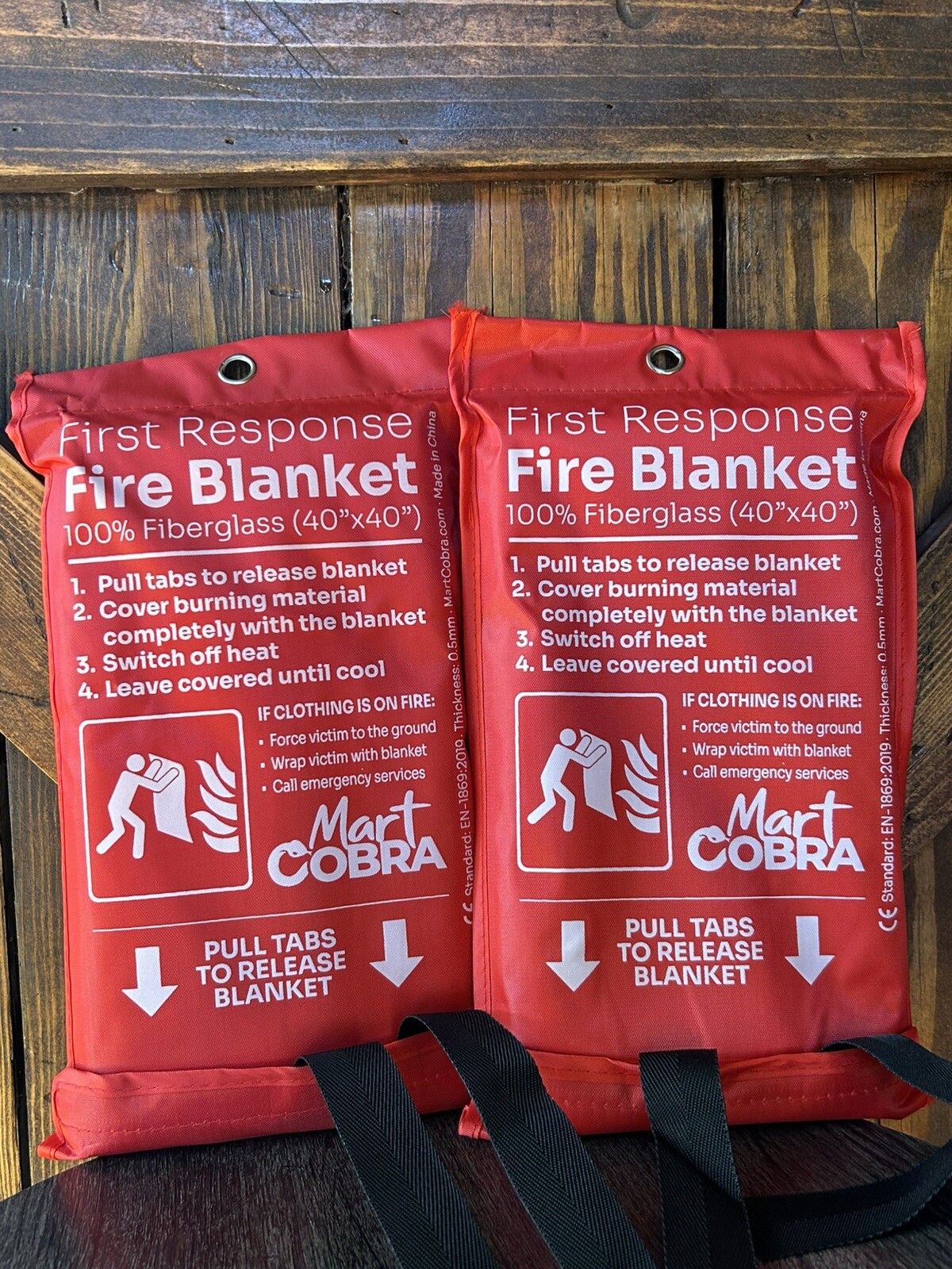 Lot of 2! Mart Cobra First Response Fire Blanket | 100% Fiberglass | 40″ x 40″