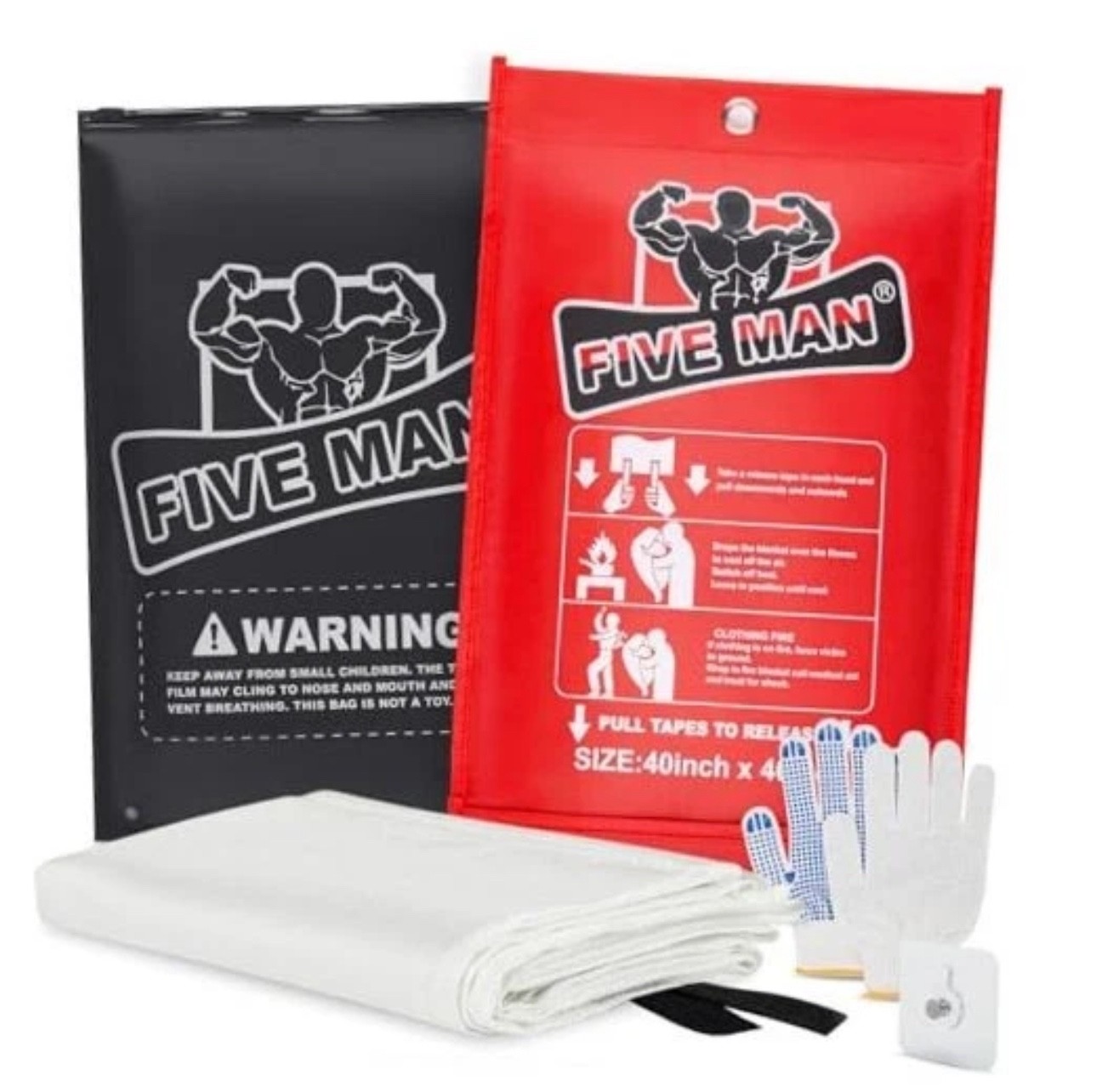 Emergency Fire Blanket for Home Kitchen -40″x40″- Flame Fiberglass 2-pack Red