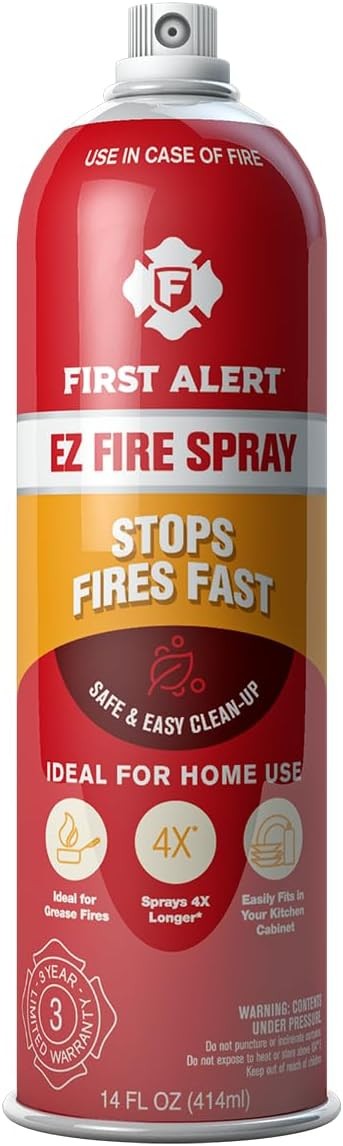 First Alert KITCHEN5 Fire Extinguisher & EZ Fire Spray, Extinguishing Aerosol Sp