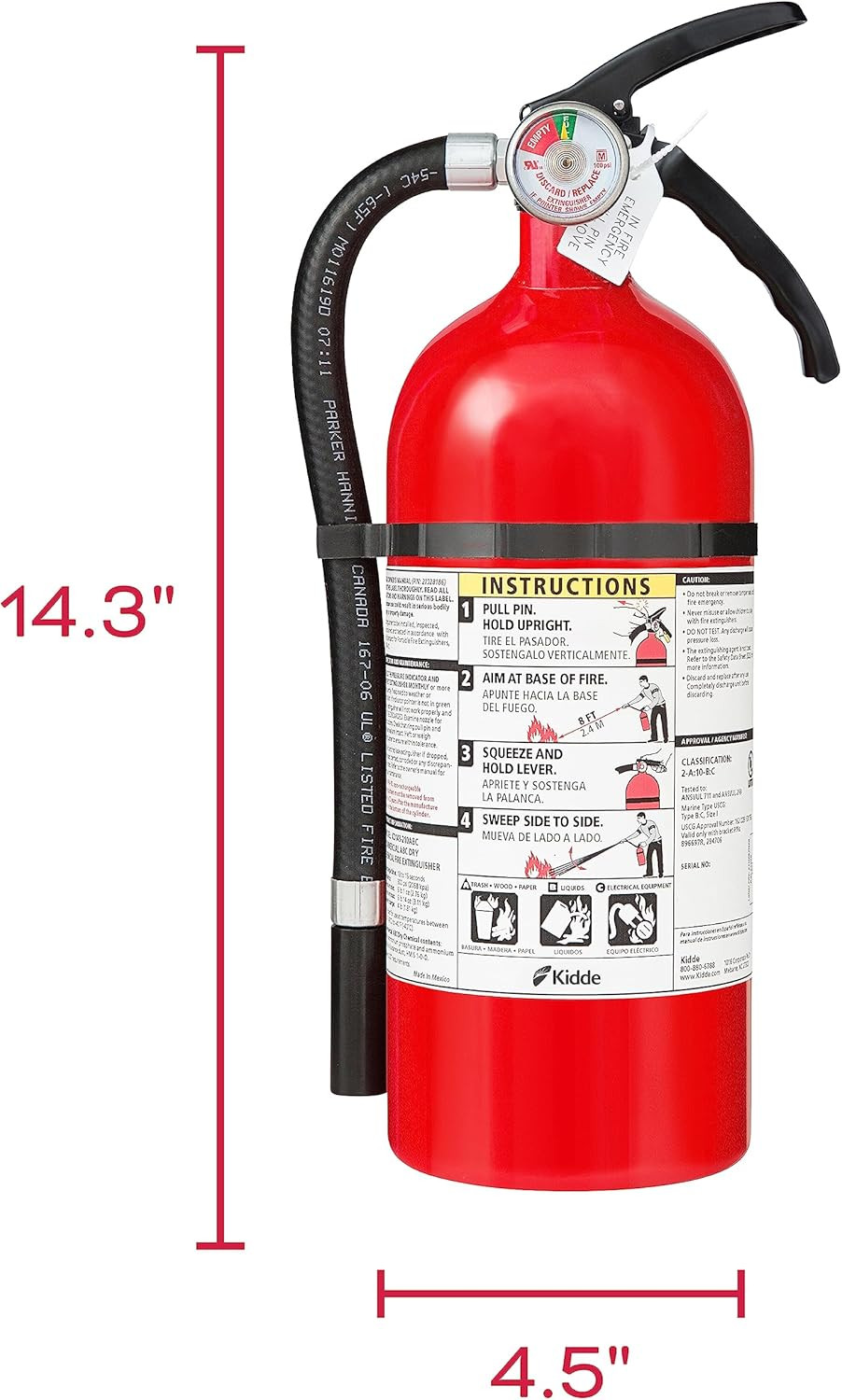 Extintor De Incendios Con Certificación UL 2-A:10-B:C, Manten Tu Familia Segura