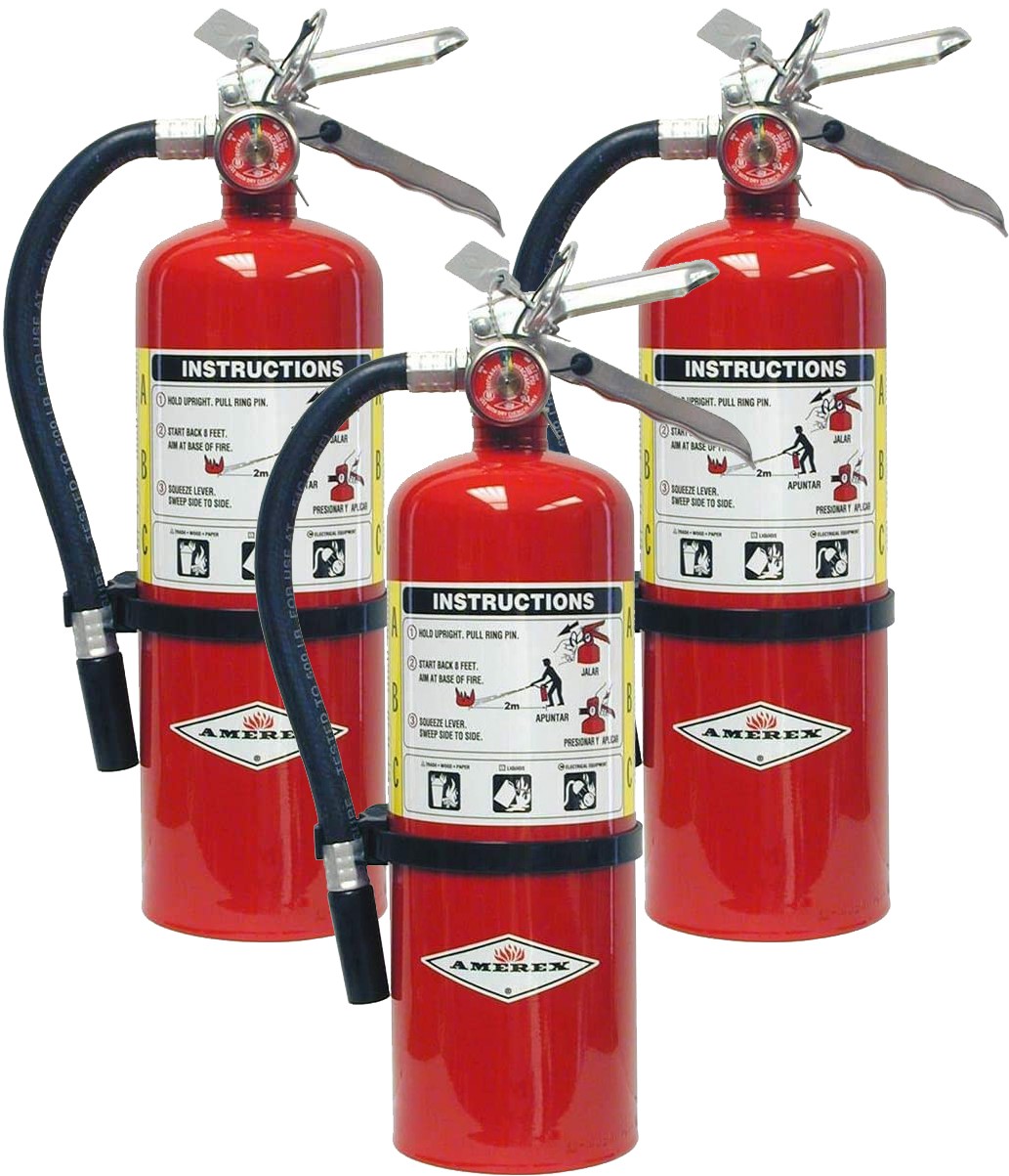 Amerex B402 5 lbs ABC Dry Chemical Fire Extinguisher with Wall Bracket – 3 Pack
