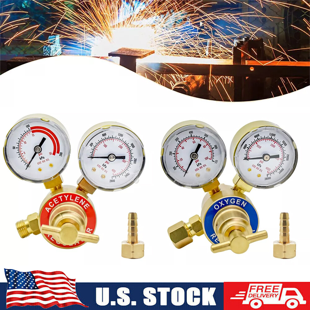 Solid Brass OXYGEN & ACETYLENE Regulators 4 Welding Fit Victor Gas Torch Cutting