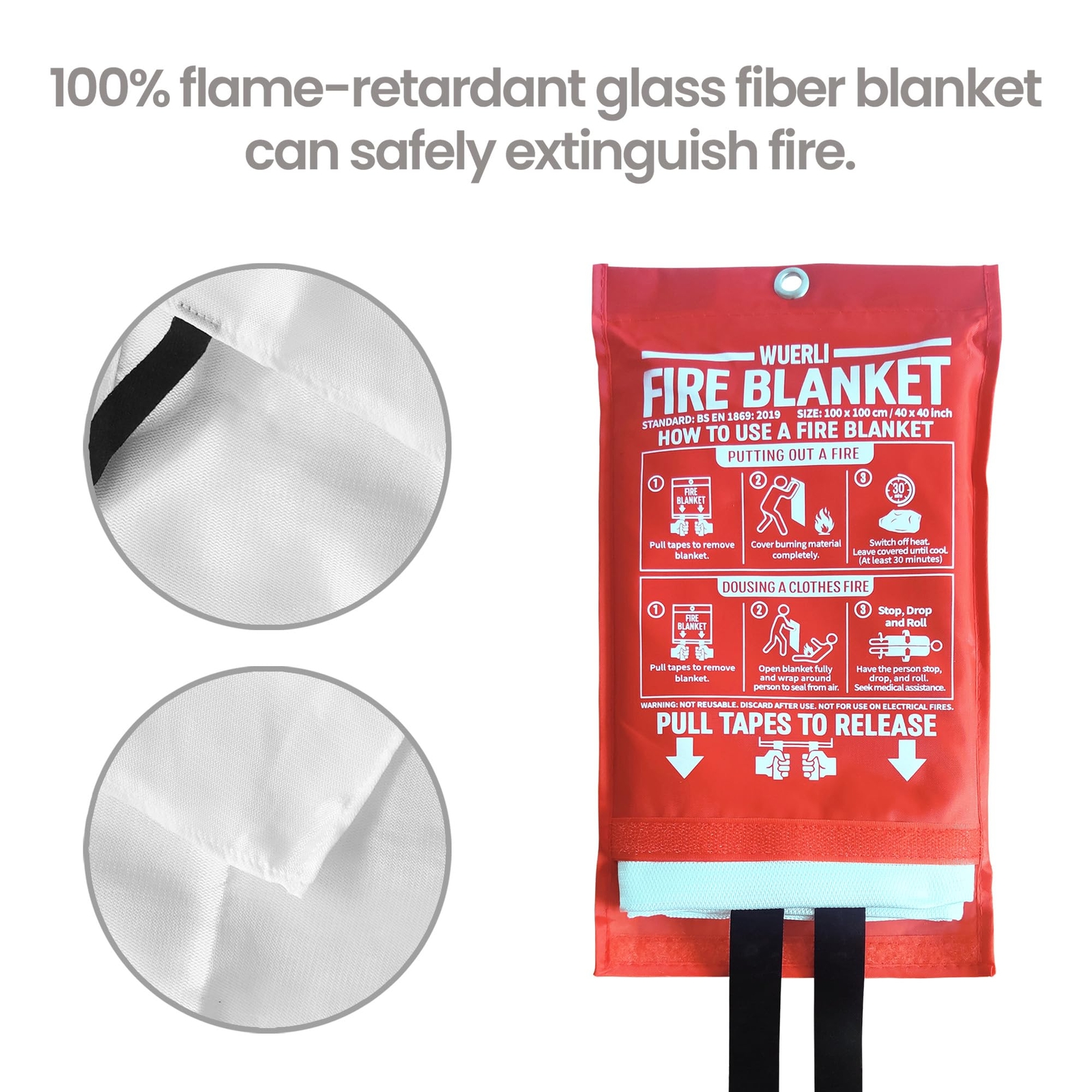 Fire Blanket For Home And Kitchen40″ X 40″emergency Fire Blanket2