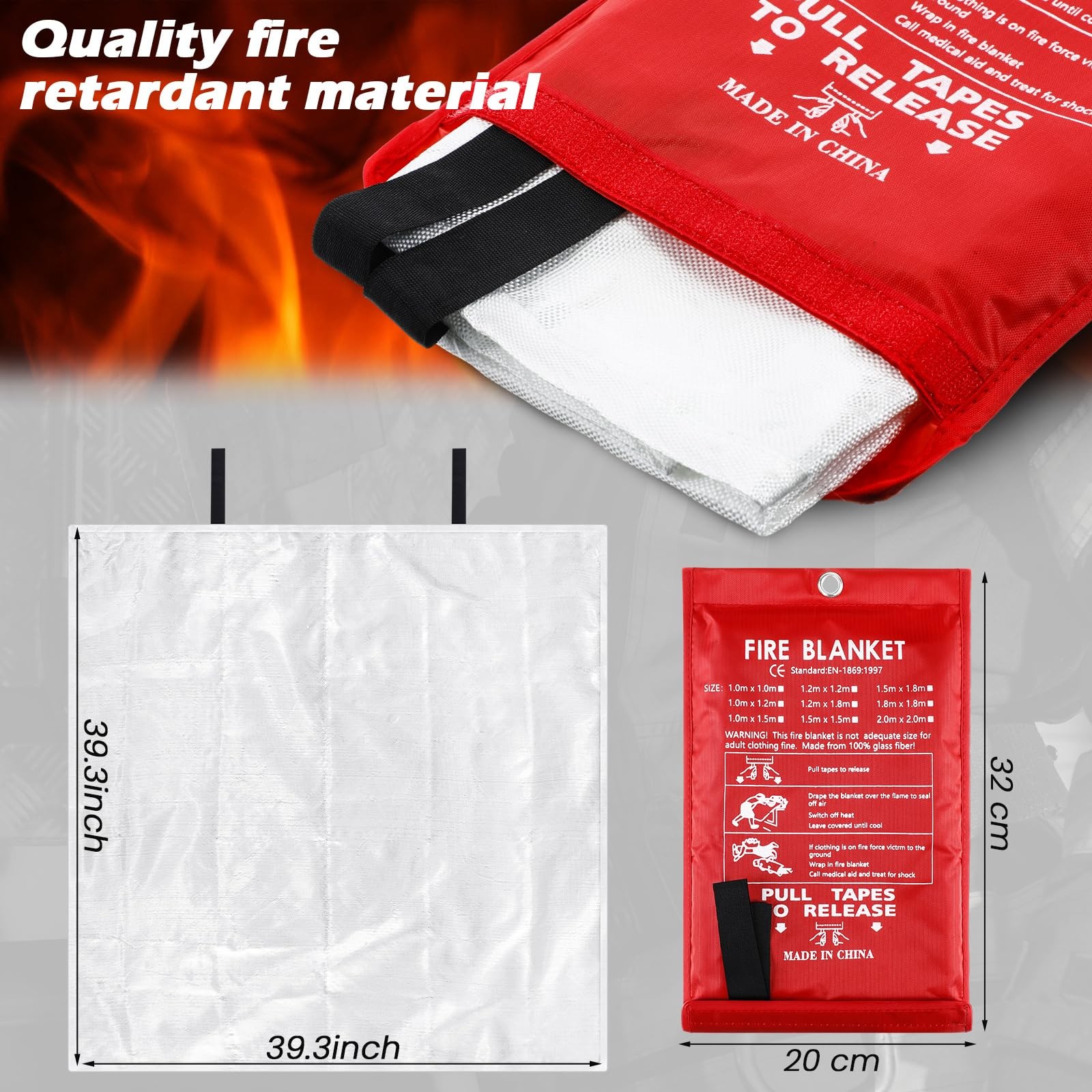 6 Sets Fire Blanket for Home Fire Suppression Thermal Blankets with Whistles,…