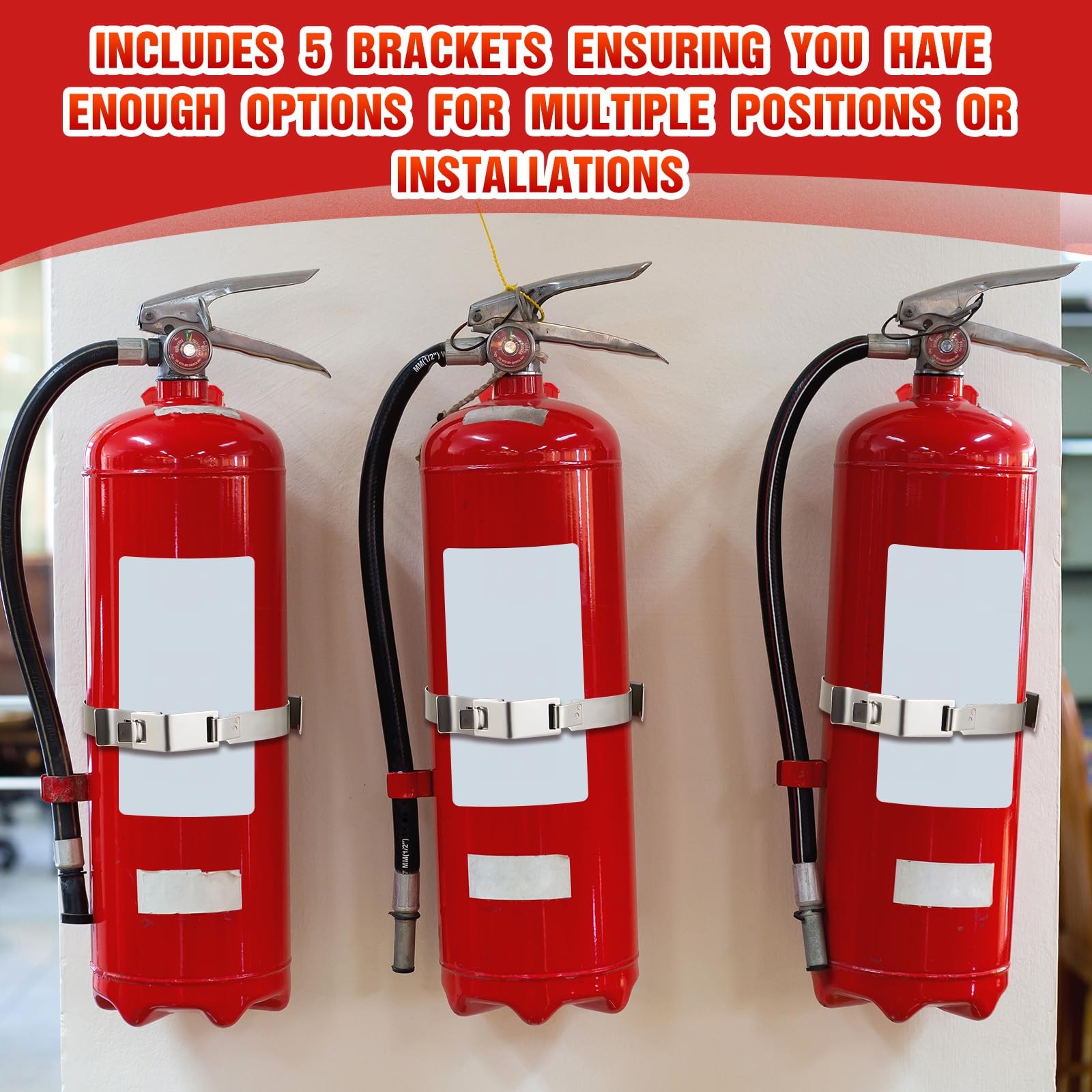 Red Stainless Steel 5 lb Fire Extinguisher Bracket Wall Mount Holder 2 PCS