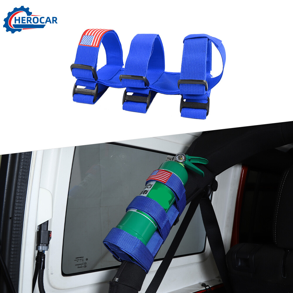 Blue Roll Bar Fire Extinguisher Holder Bracket Fit for ALL Car Universal Parts