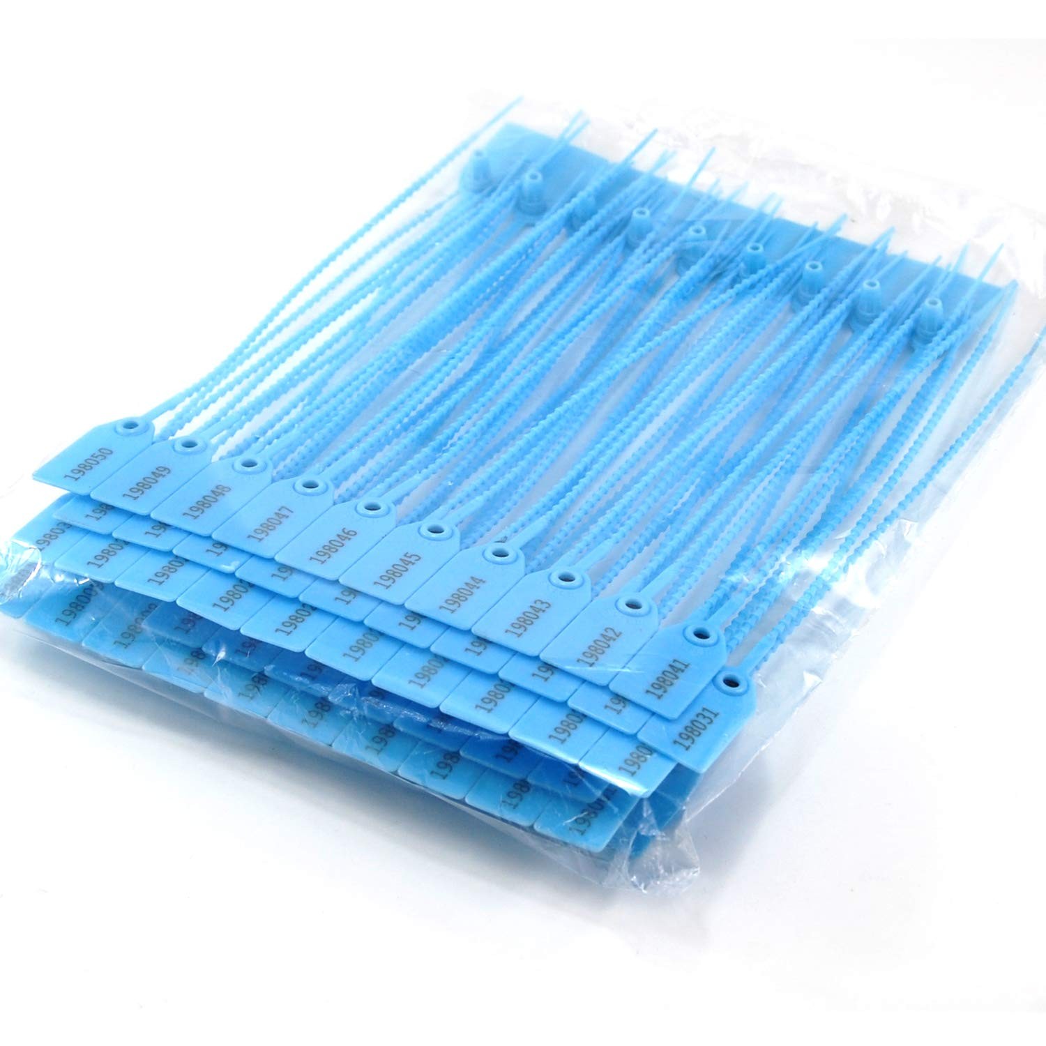 200PCS Light Blue Plastic Tamper Seals, Numberd Zip Ties for Fire Extinguishe…