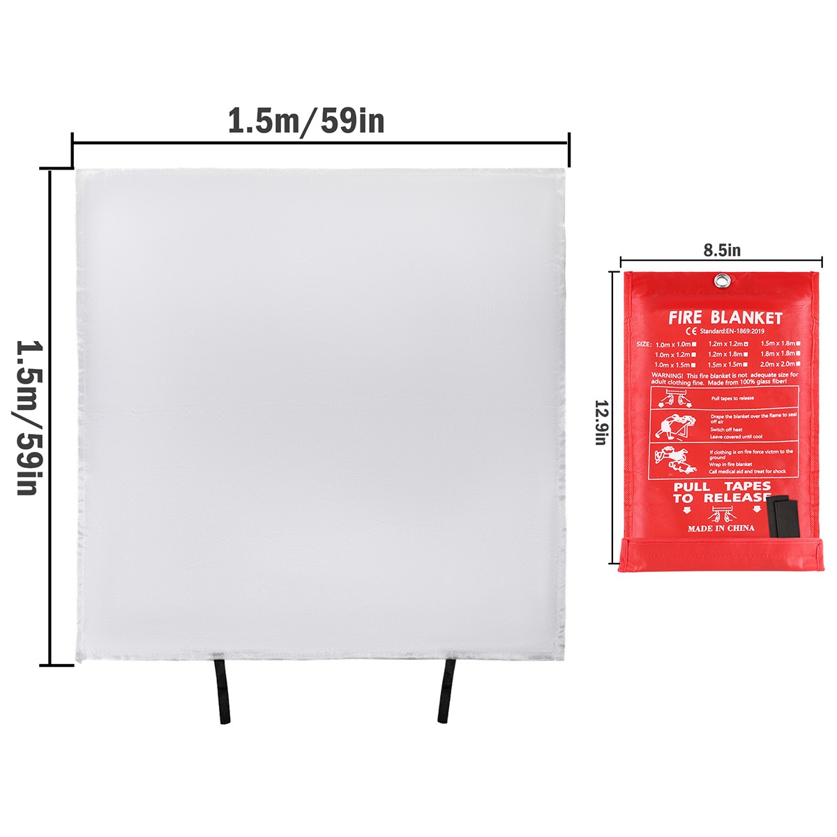 3 Sizes Fire Blanket Home Kitchen Office Fire Suppression Blankets for Emergency