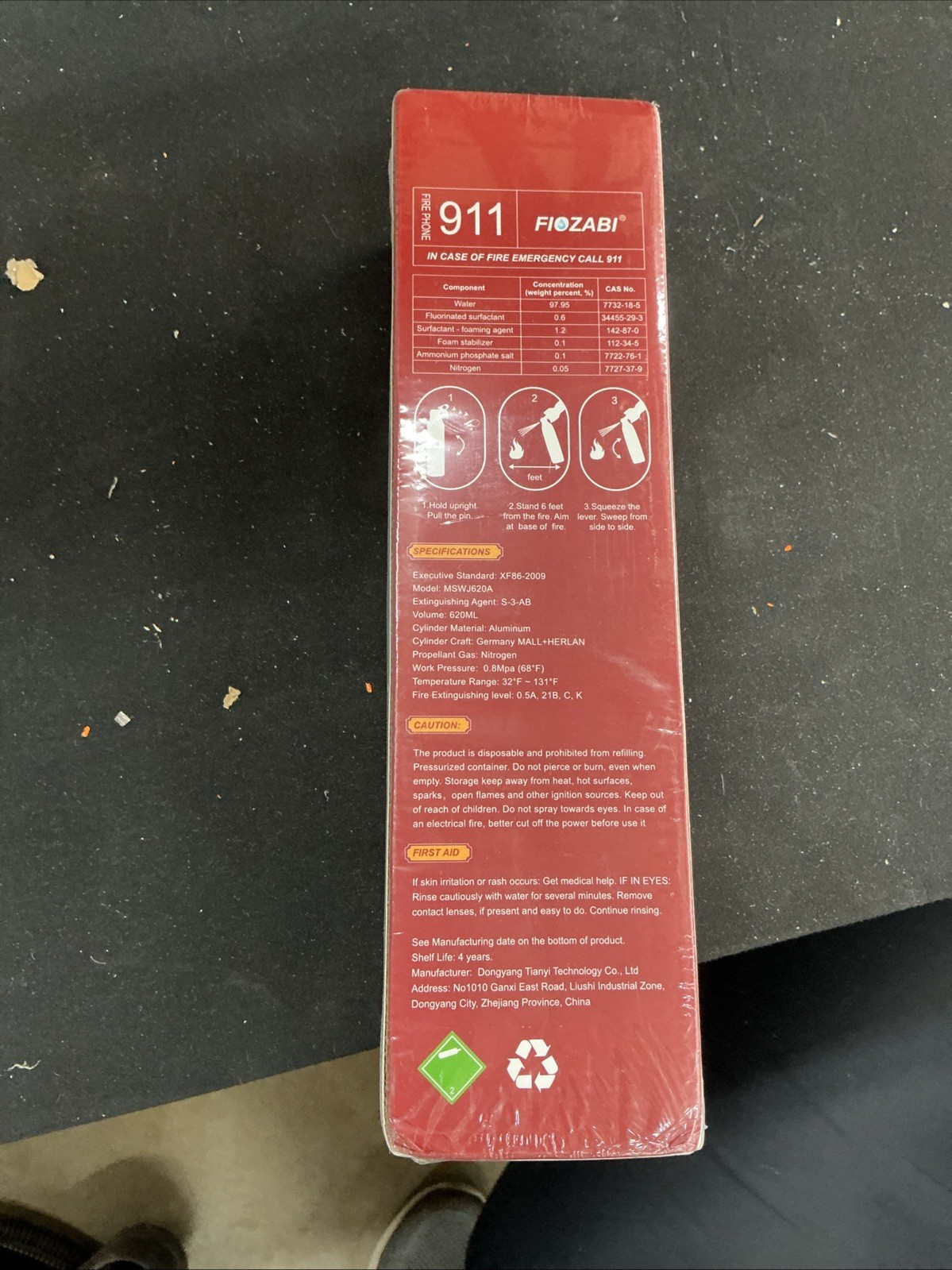 Fiozabi 4 in 1 Water Based Portable Fire Extinguisher Spray