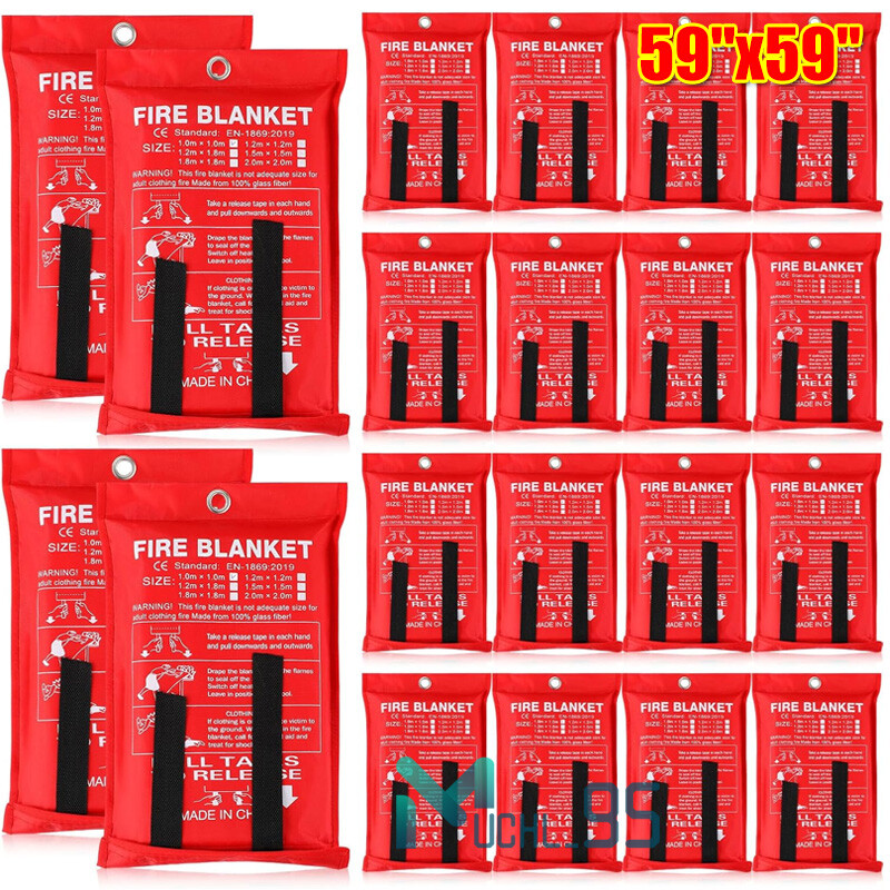 Large Emergency Fire Blanket 59″x59″ Fibreglass Fire Retardant Blanket Safety
