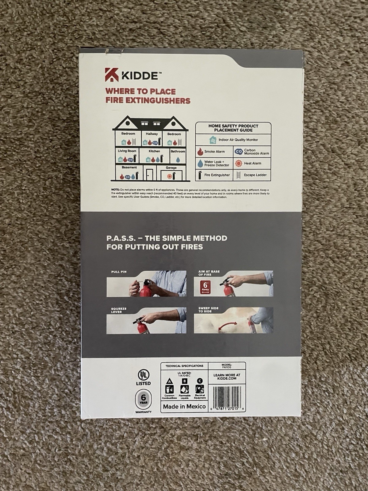 TWO PACK Kidde FA110G Multipurpose Home Fire Extinguishers 2.5lbs