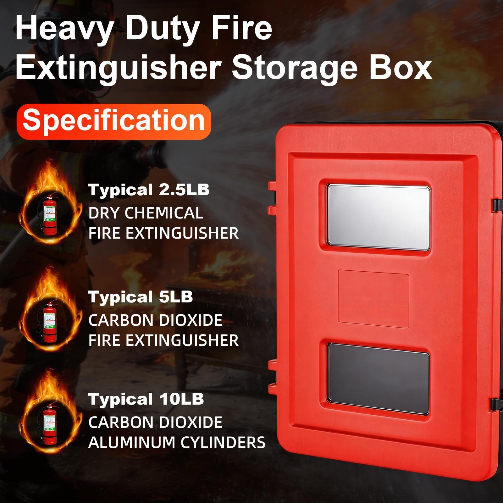 Sturdy Plastic 26 lb Fire Extinguisher Cabinet Box,Resistant Weatherproo New-