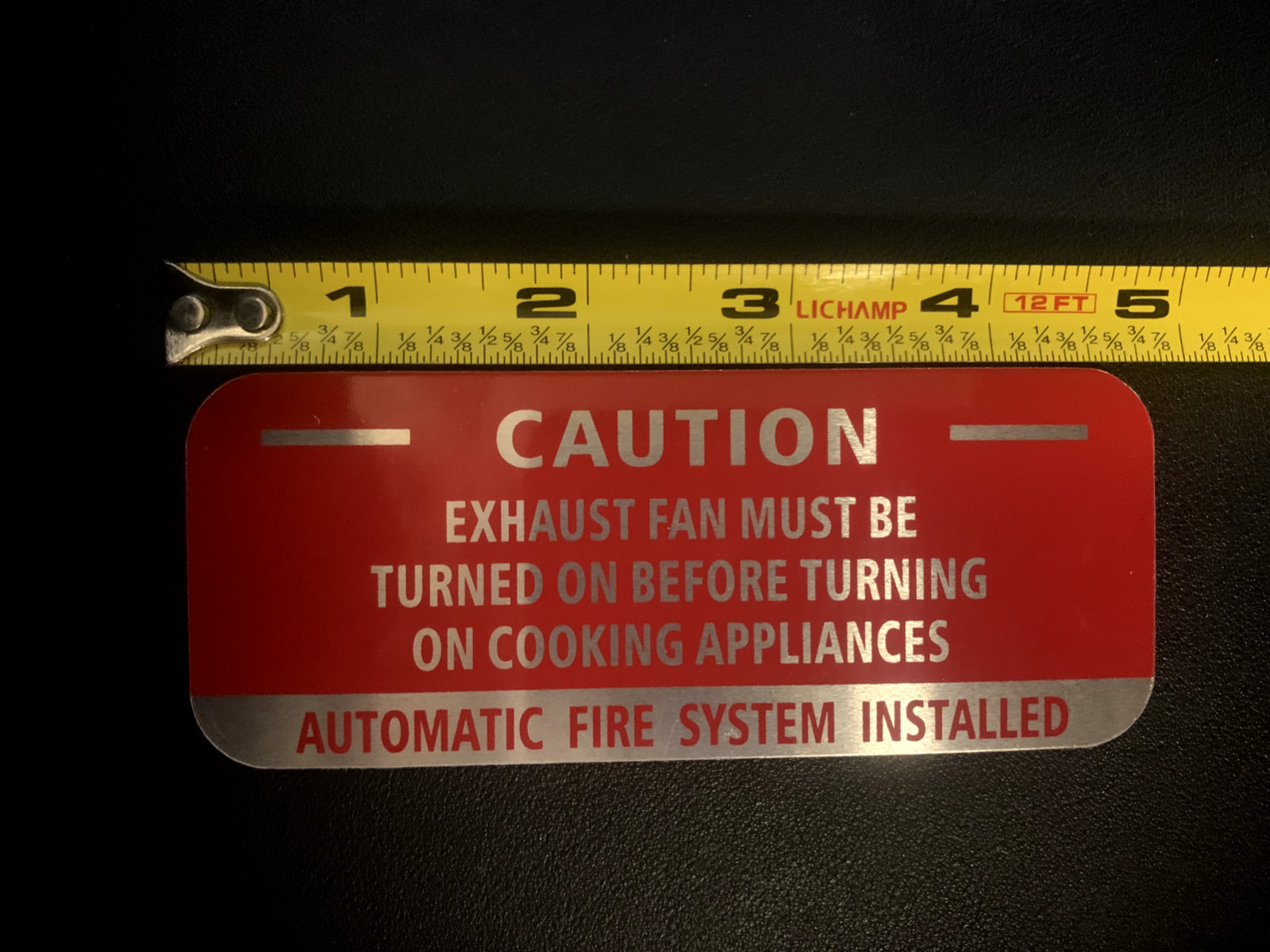 🔥🧯ALUMINUM KITCHEN”CAUTION AUTOMATIC SYSTEM EXHAUST FAN SIGN” W/ADHESIVE BACK