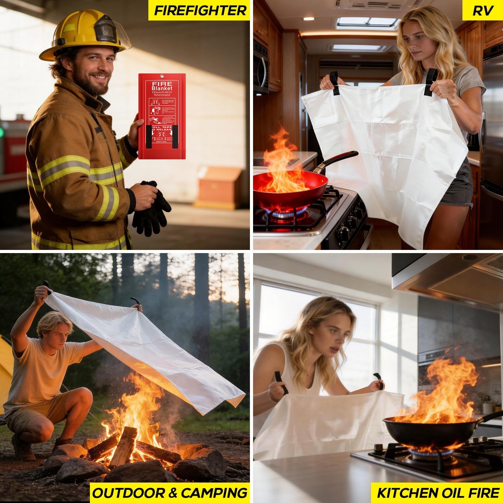 Large Fire Blanket 6ft x 8ft – Flame Retardant Emergency Heat Insulation for Hom