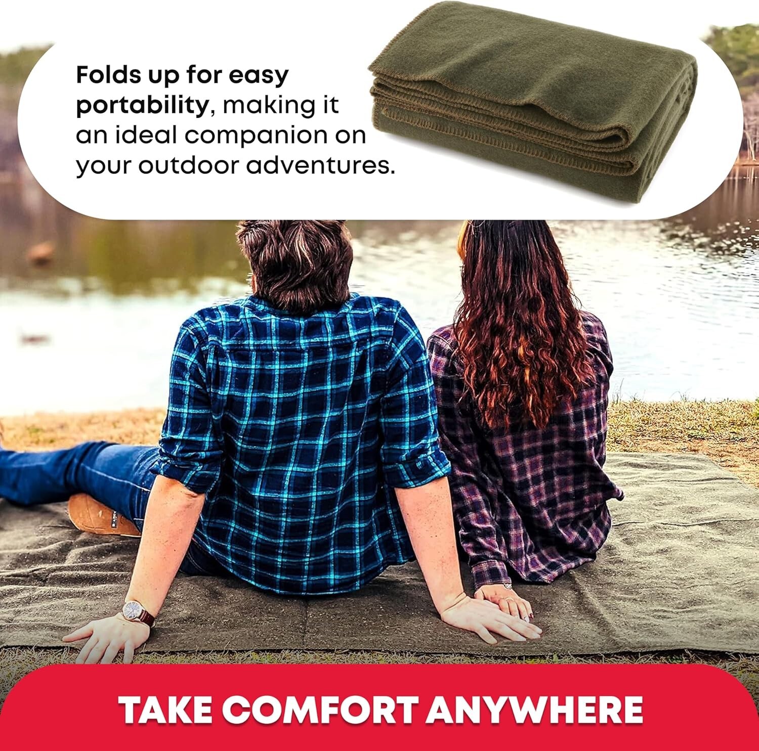 Heavyweight Olive Green Fire Retardant Blanket 66″ x 90″ – Ideal for Emergencies