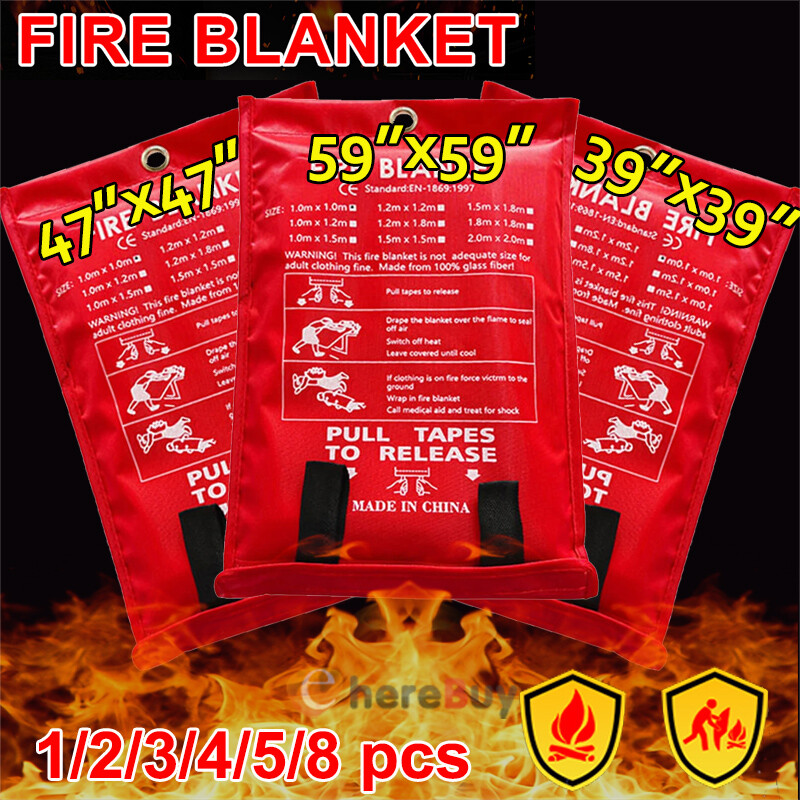 Large Fire Blanket Fireproof For Home Kitchen Office Caravan Emergency Safety