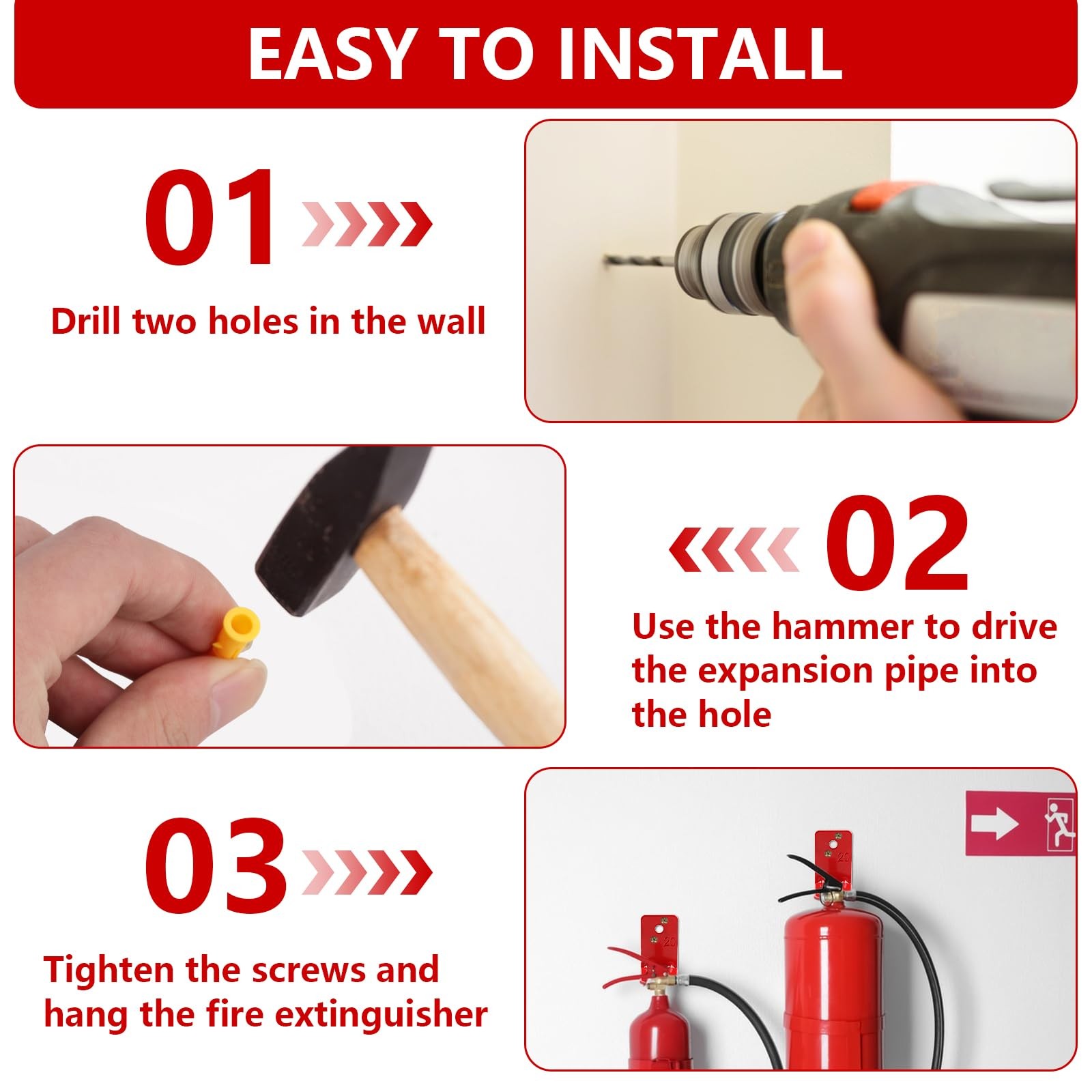 4 PCS Universal Fire Extinguisher Mount Bracket Wall Hook Holder 15 To 20 Lb